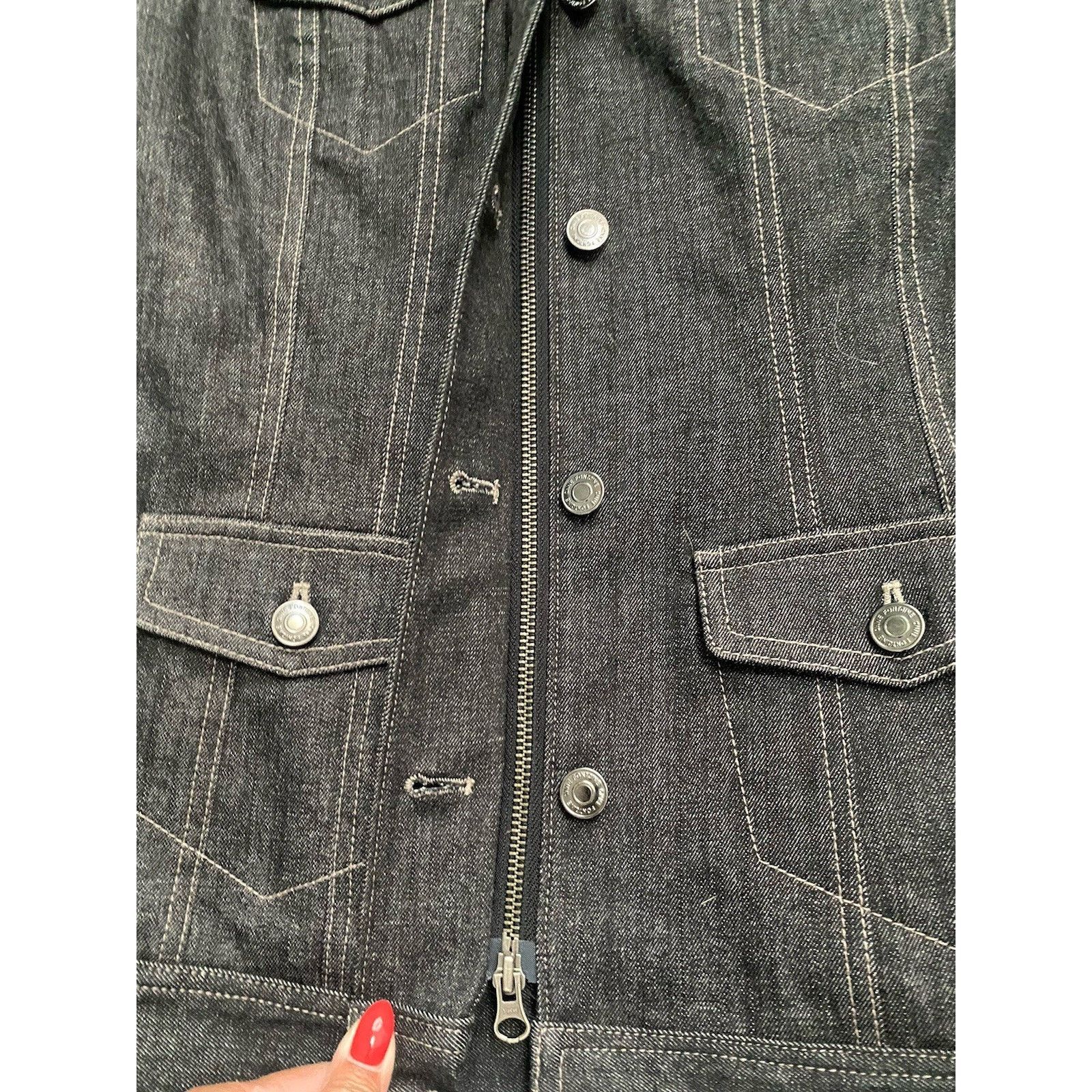 Anne Klein Anne Fontaine Blk Denim Jkt w/removable fur collar vintage Size S / US 4 / IT 40 - 12 Thumbnail