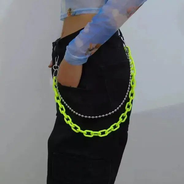 Jewelry Pocket Chain Lime Punk Rock Link Gothic Green Wallet Chrome Size ONE SIZE - 2 Thumbnail