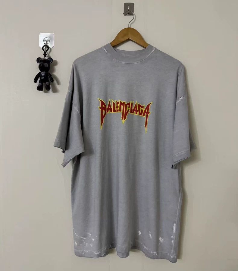 Balenciaga Balenciaga size 2 Grey Lightning Splash Ink Short Sleeve Size US S / EU 44-46 / 1 - 1 Thumbnail