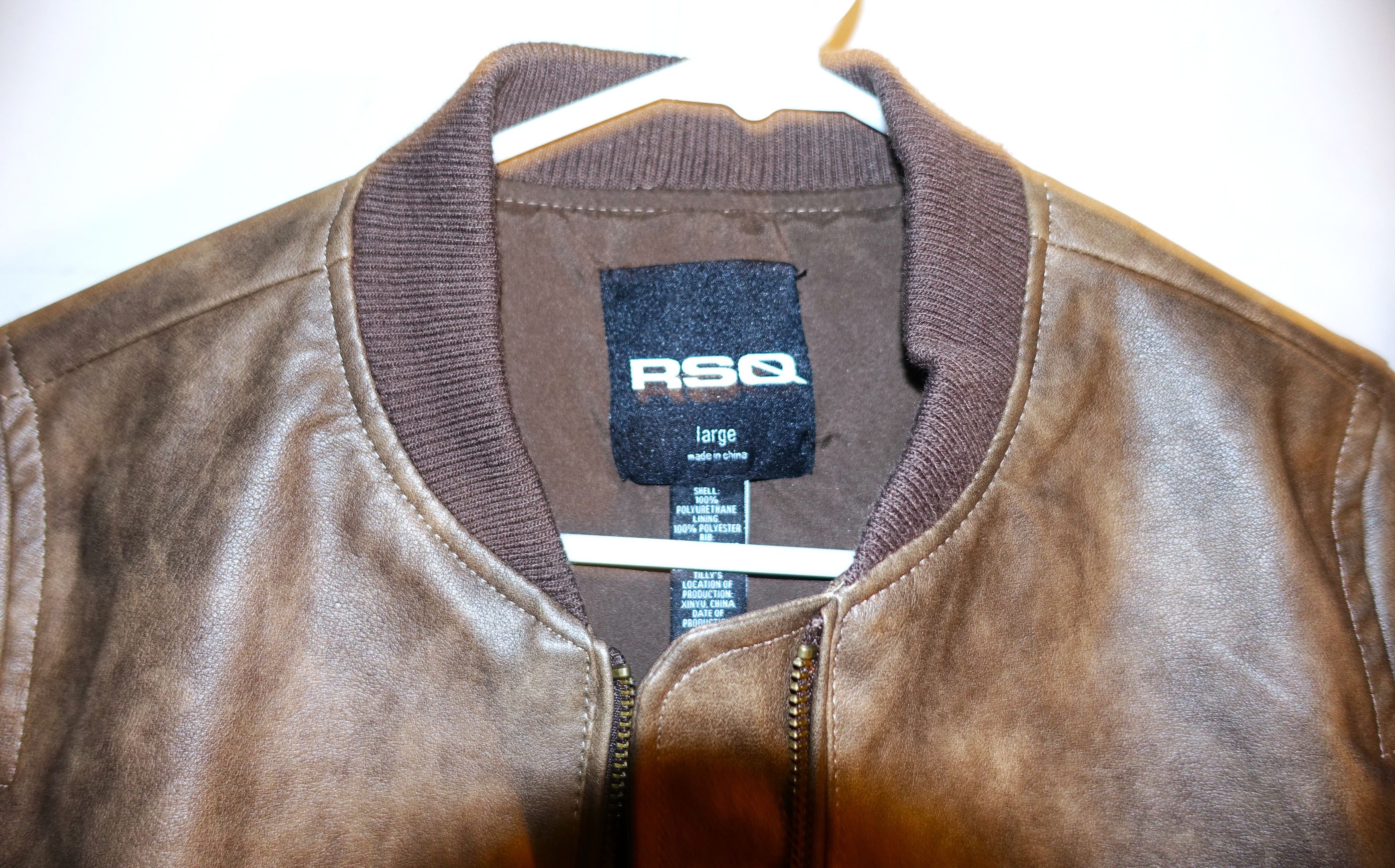 Rsq RSQ Faux Brown Leather Bomber Jacket L NWT Size L / US 10 / IT 46 - 7 Thumbnail