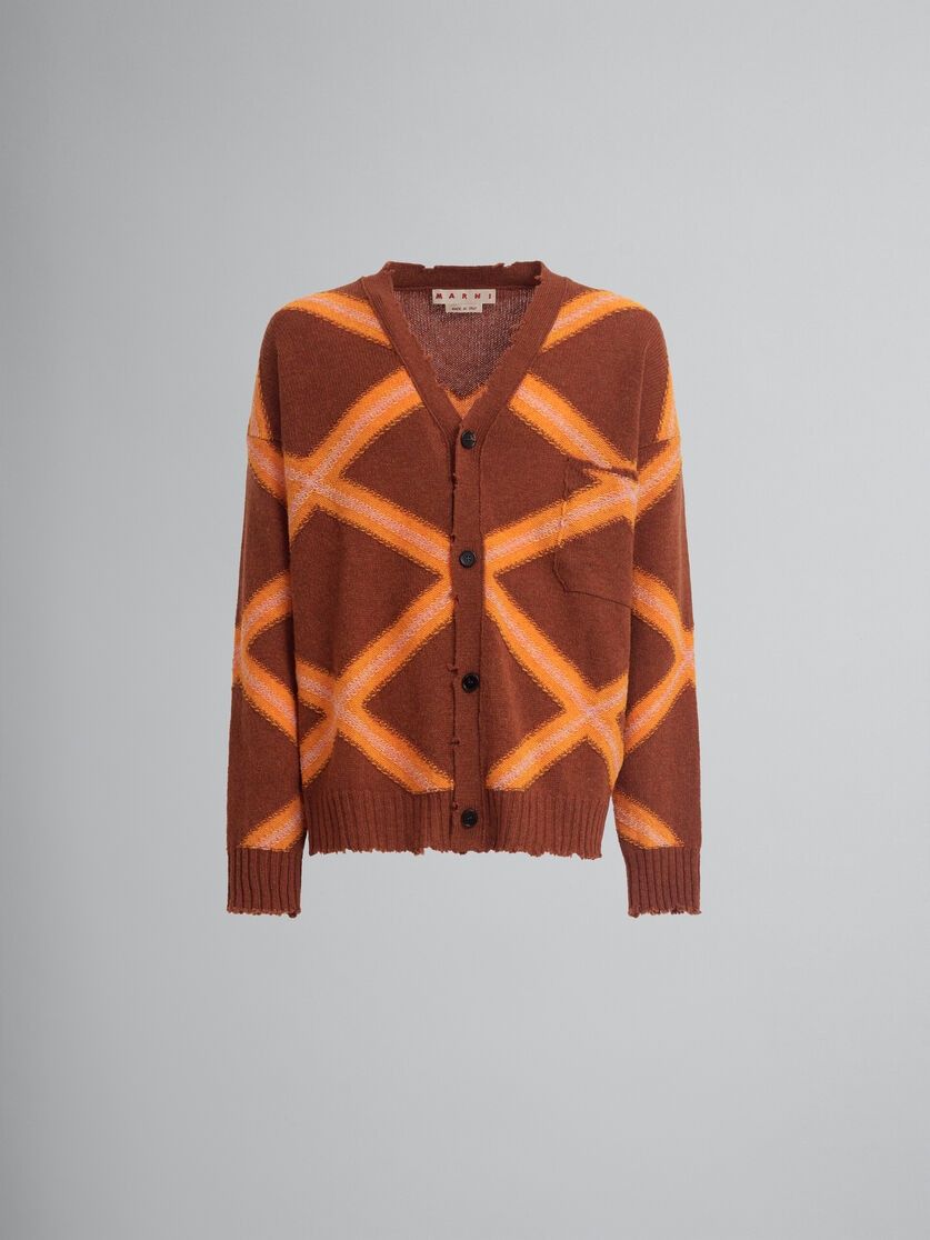 Marni o1w1db11125 Broken Wool Cardigan in Brown Size US S / EU 44-46 / 1 - 1 Thumbnail