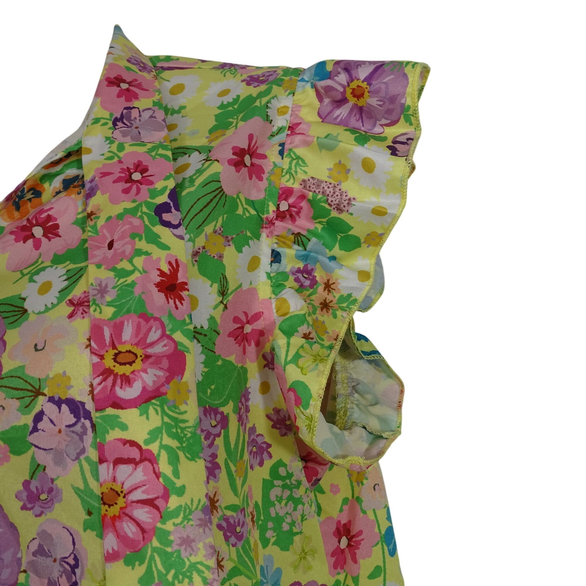 Shein Shein Floral Ruffle Sleeve Blouse Top Women Size 6 Yellow Mu Size M / US 6-8 / IT 42-44 - 4 Thumbnail