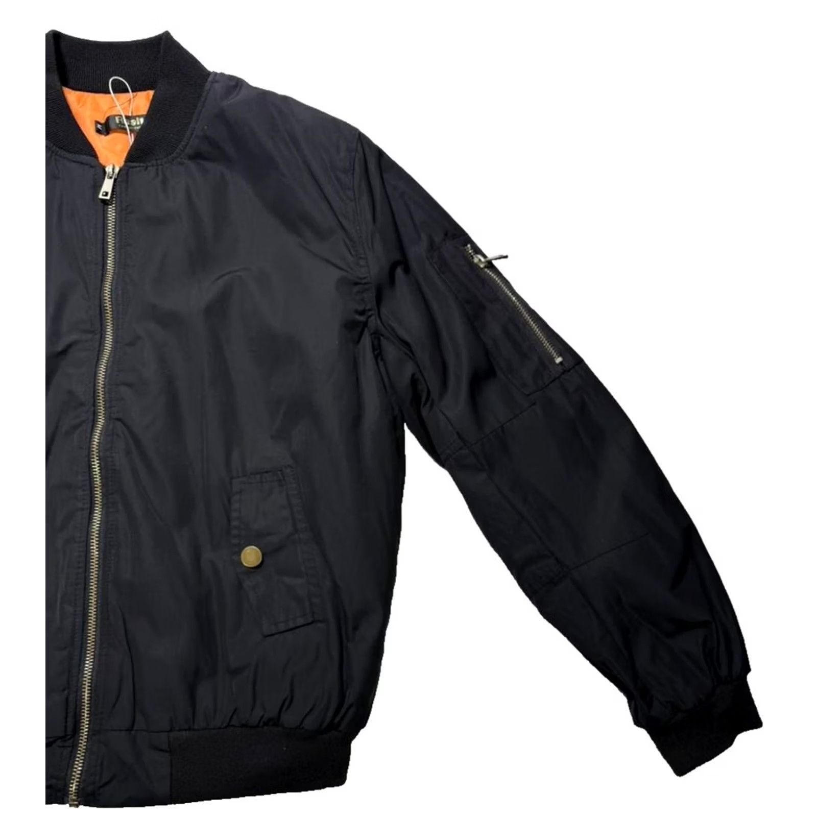 Vintage Realty Fashion Bomber Jacket M Black Polyester Full Zip Pockets - Winter Casual Mens Size US M / EU 48-50 / 2 - 2 Thumbnail