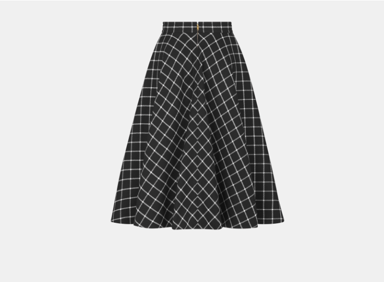 Dior o1w1db11225 451J05 Bias-Cut Midi Skirt in Black/White Size 27" / US 4 / IT 40 - 2 Thumbnail