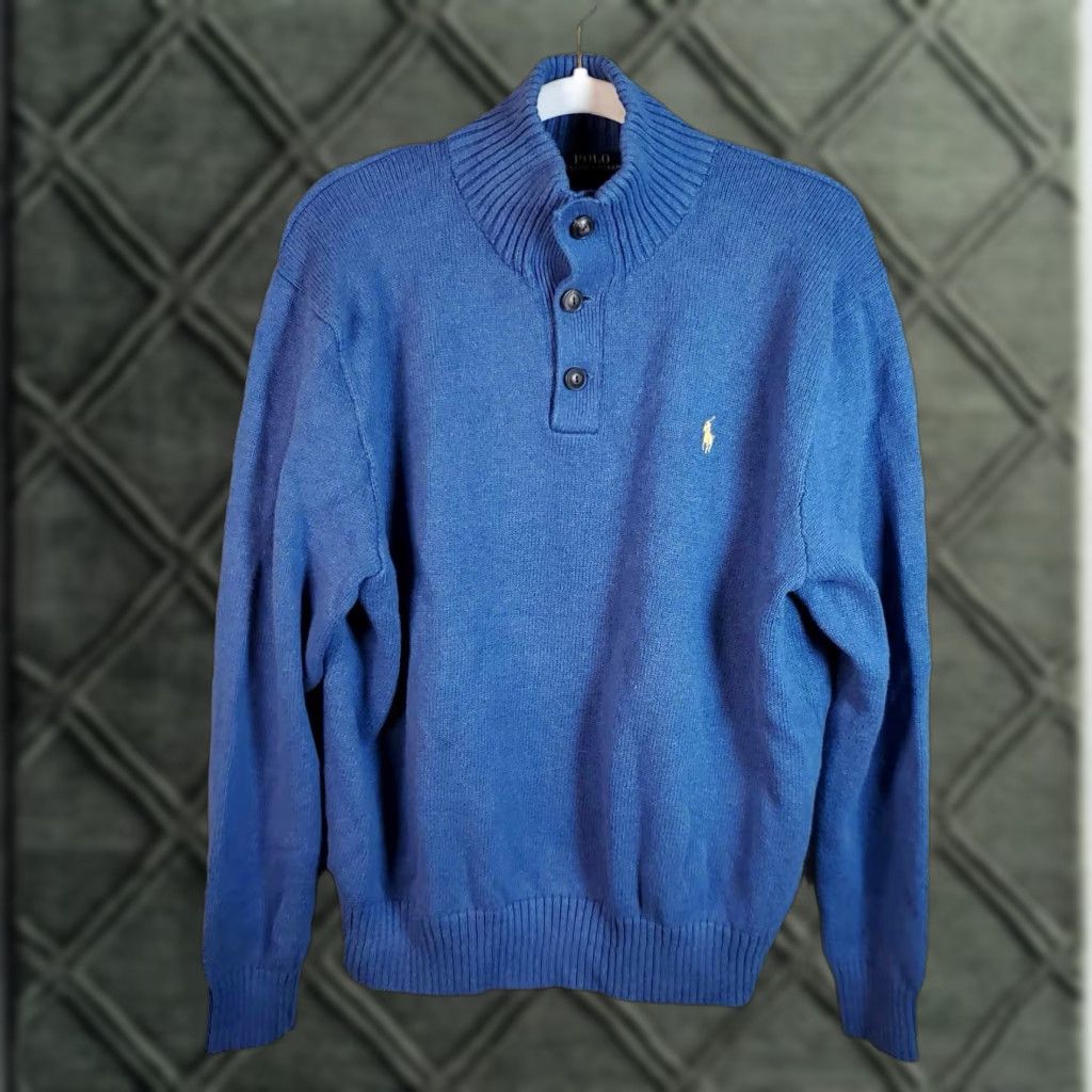 Ralph Lauren Polo Ralph Lauren Womens XL Tall Knit Sweater Henley Blue Pullover Buttons Size XL / US 12-14 / IT 48-50 - 1 Thumbnail