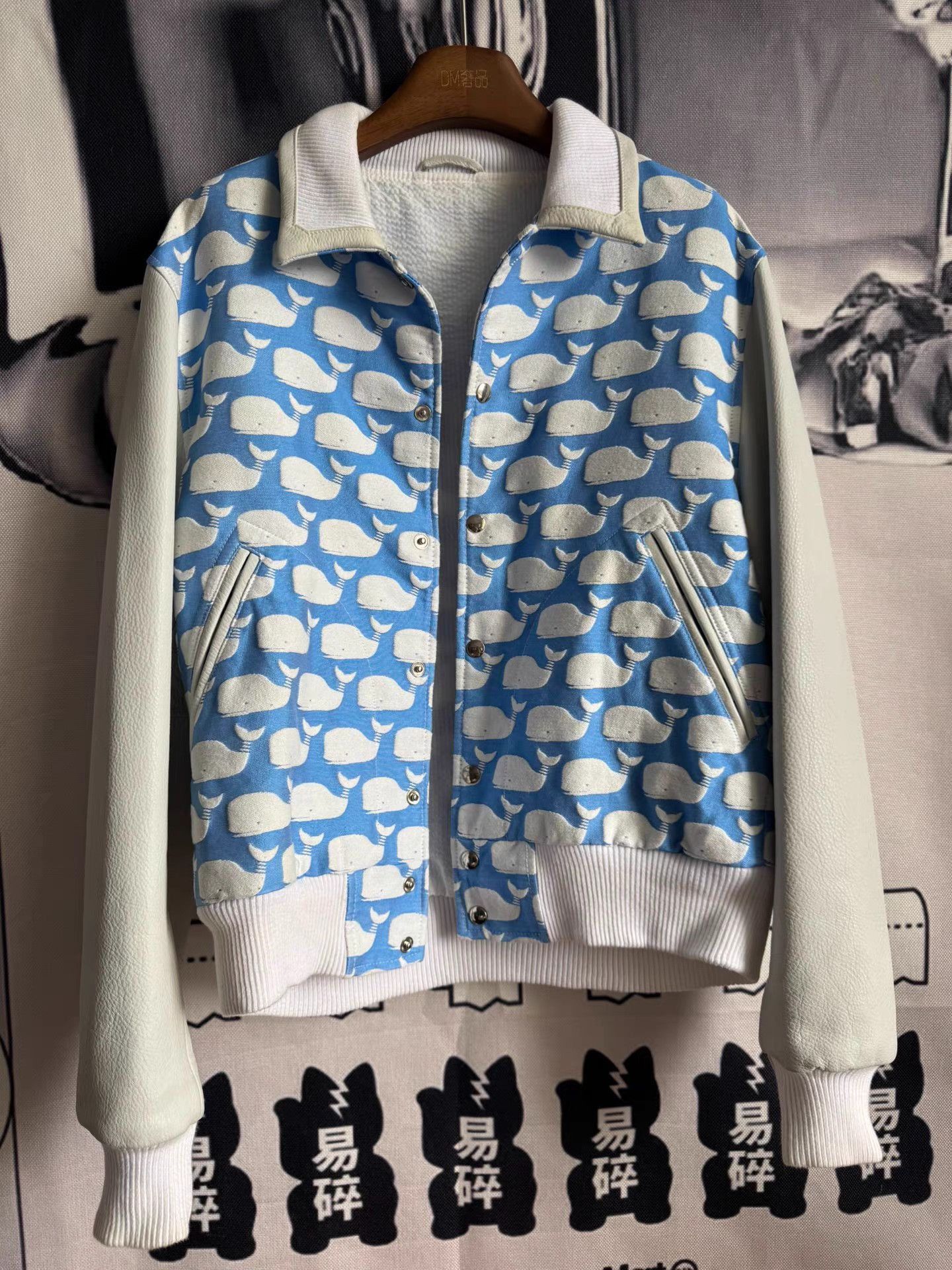 Thom Browne Blue and White Whale Print Bomber Jacket Size US S / EU 44-46 / 1 - 1 Thumbnail