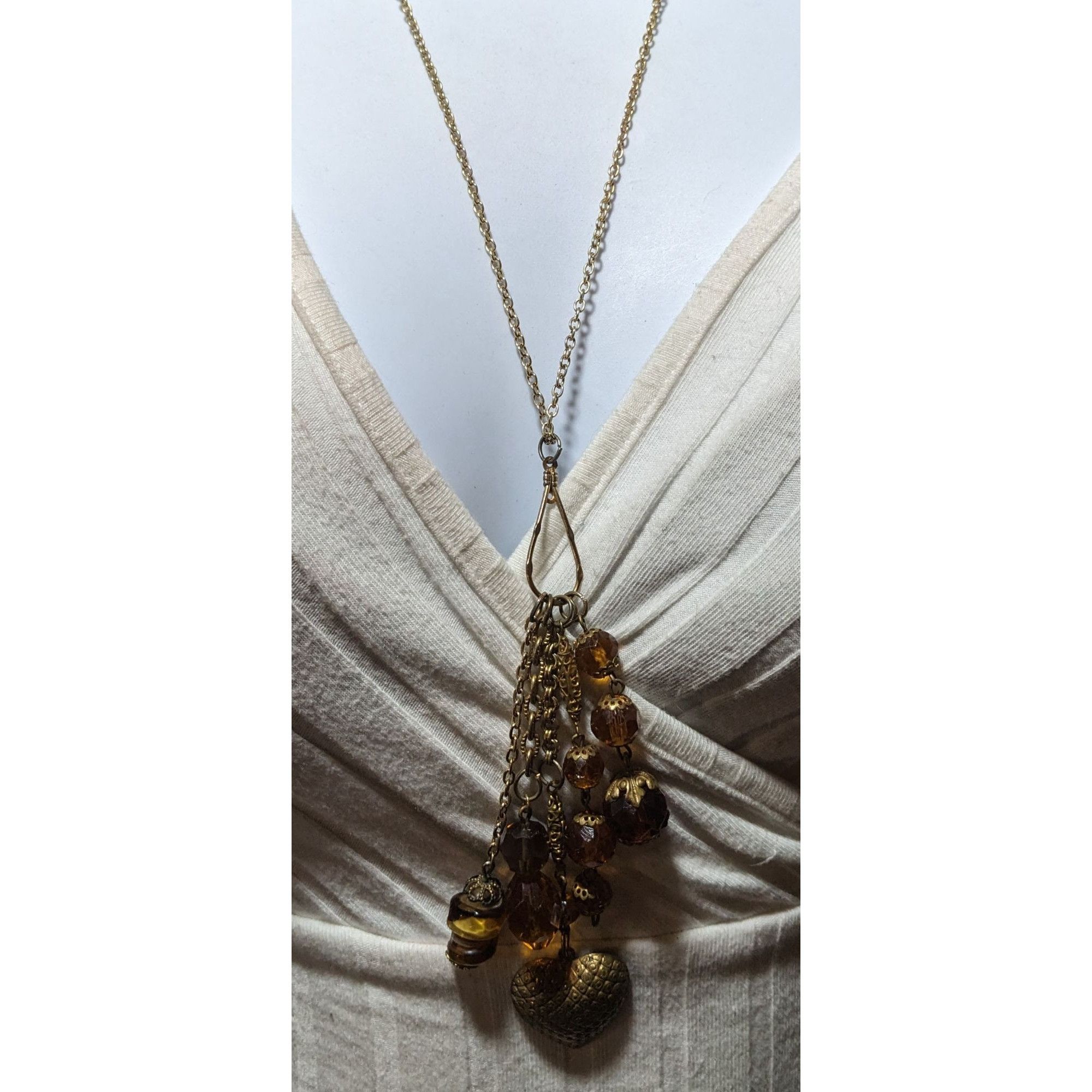 Other Victorian Style Gold And Glass Charm Necklace Size ONE SIZE - 7 Thumbnail
