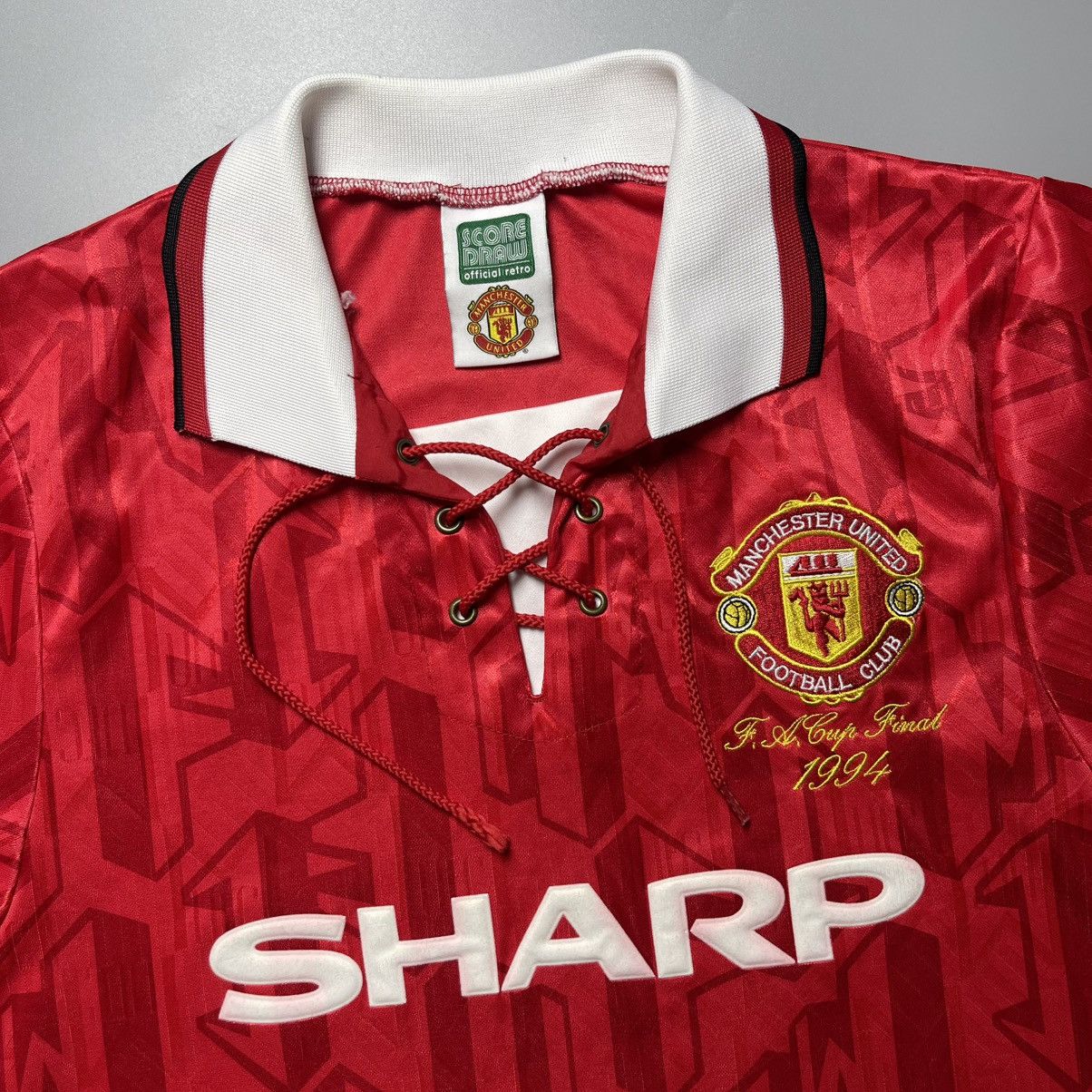 Umbro MANCHESTER UNITED x SCORE DRAW 1992/1994 SOCCER HOME JERSEY Size US M / EU 48-50 / 2 - 3 Thumbnail