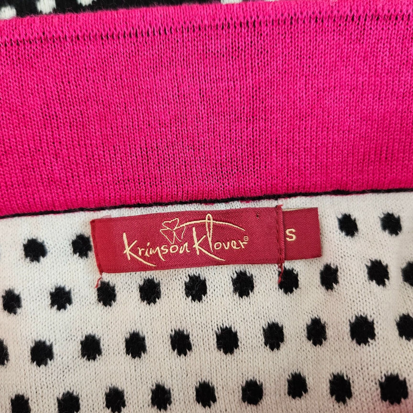 Vintage VINTAGE Krimson Klover Womens Knit Skirt Sz Small Black Pink Polka Dot Cotton Wool Blend Size 28" / US 6 / IT 42 - 4 Thumbnail