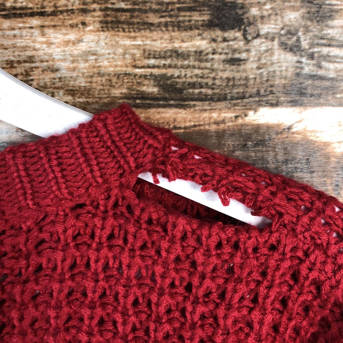 Vintage YPS Red ripped vintage crop top Knitwear #A1378 Size M / US 6-8 / IT 42-44 - 12 Thumbnail
