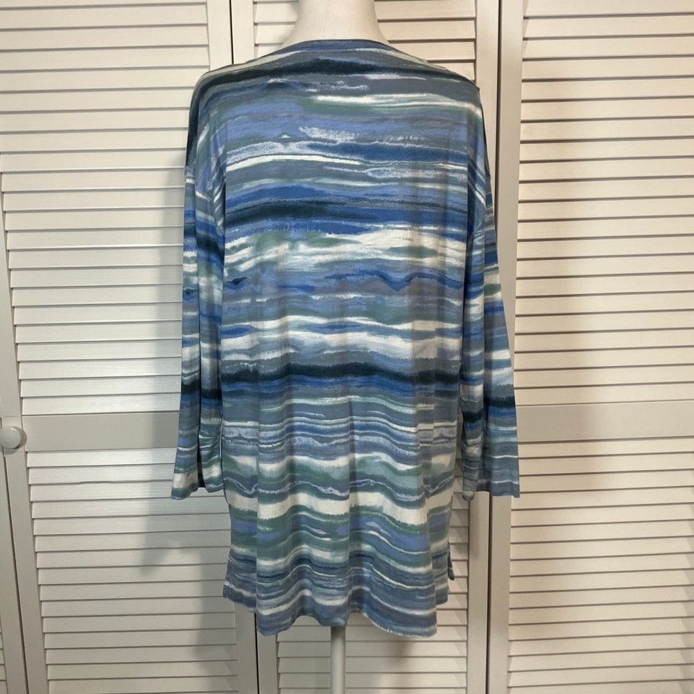 Other Westbound Blue Striped Long Sleeve Tunic T-shirt Women 1X Size XL / US 12-14 / IT 48-50 - 3 Thumbnail