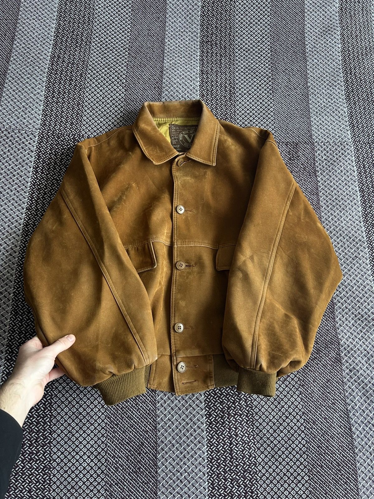 Genuine Leather Vintage Leather Bomber Jacket 90s Faded Japanese Vibe Size L Size US L / EU 52-54 / 3 - 6 Thumbnail