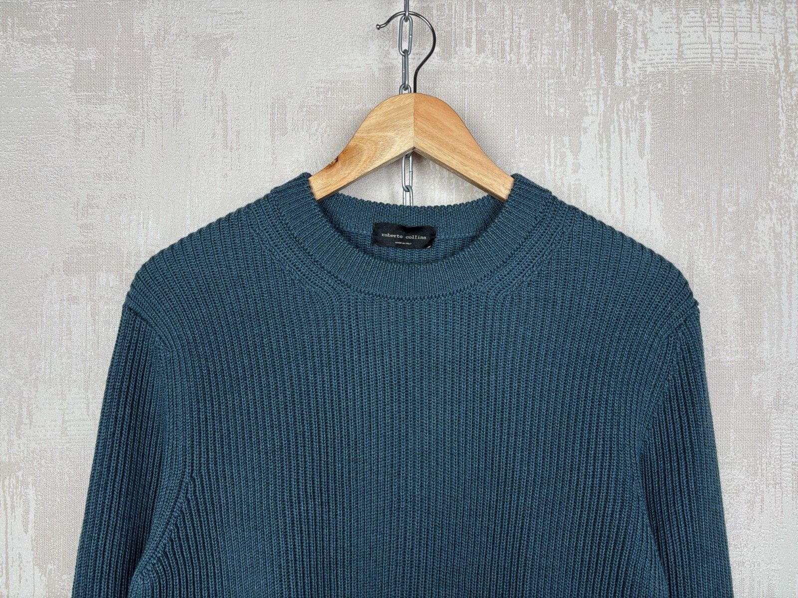 Roberto Collina Roberto Collina Dark Teal Knit Wool Sweater Crew Neck Size US M / EU 48-50 / 2 - 3 Thumbnail