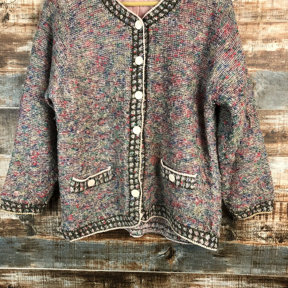 Japanese Brand Smilly Pink Patterned knitwear Cardigans #A2325 Size M / US 6-8 / IT 42-44 - 3 Thumbnail