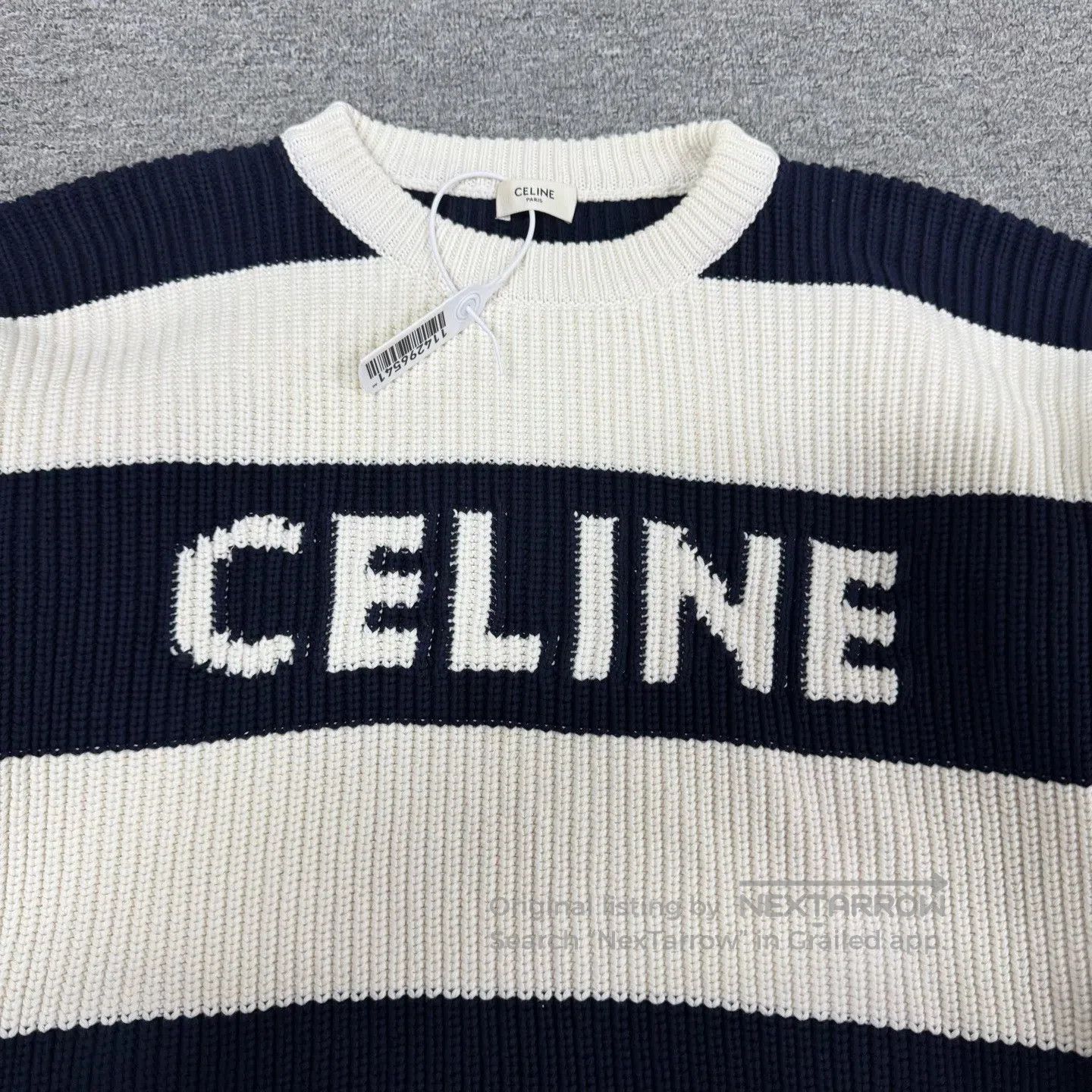 Celine CELINE Alphabet logo, stripes, knit sweater| Size M / US 6-8 / IT 42-44 - 6 Thumbnail