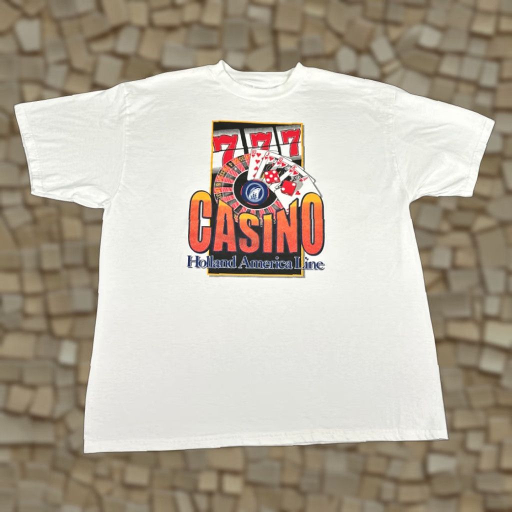 Delta VINTAGE Holland America Line Casino Shirt Delta Pro Weight White 90s Adult XL Mens White 90s Size US XL / EU 56 / 4 - 1 Thumbnail