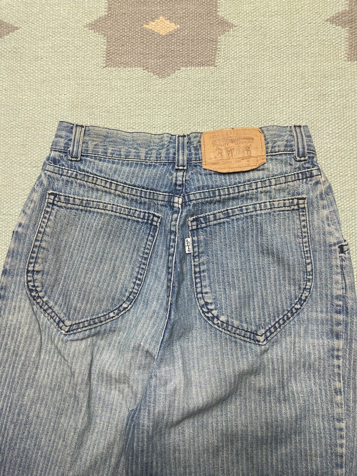 Levi's × Vintage 70s Levis jeans pinstripe white tab tapered women 24x26.5 Size 24" / US 00 / IT 34 - 3 Thumbnail
