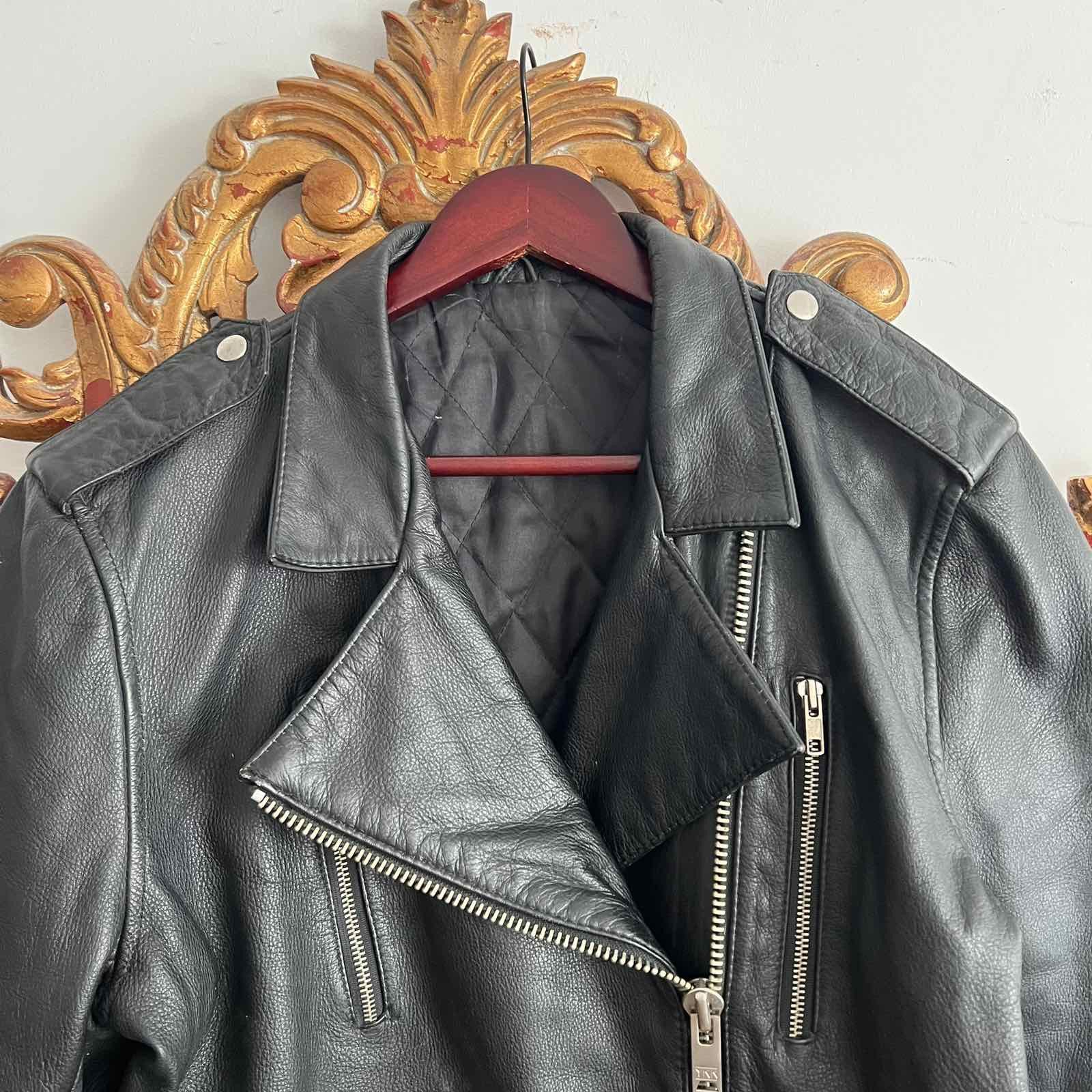 Other Vintage Womens Leather jacket Sz L Black 90s Size L / US 10 / IT 46 - 4 Thumbnail