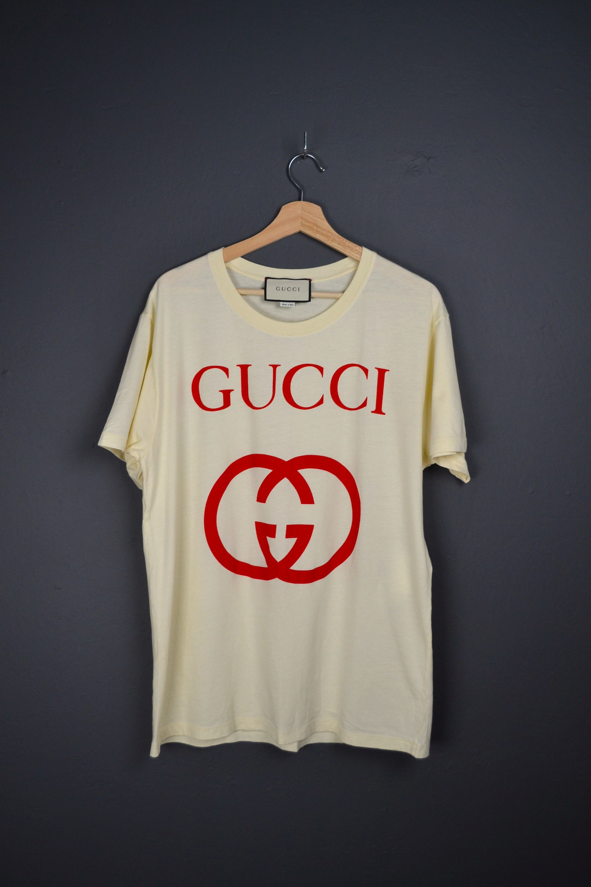 Gucci Gucci Oversized GG Interlocking Print Cream Yellow T-shirt M Size US M / EU 48-50 / 2 - 2 Thumbnail