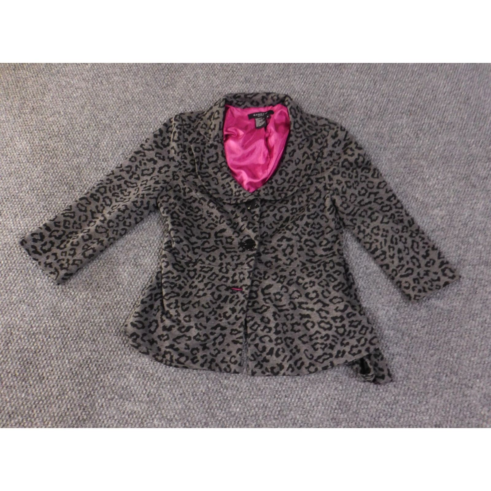 Sandro Sandro Blazer Womens Small Gray Leopard Print Pink Lined Button Front Jacket Size S / US 4 / IT 40 - 2 Thumbnail