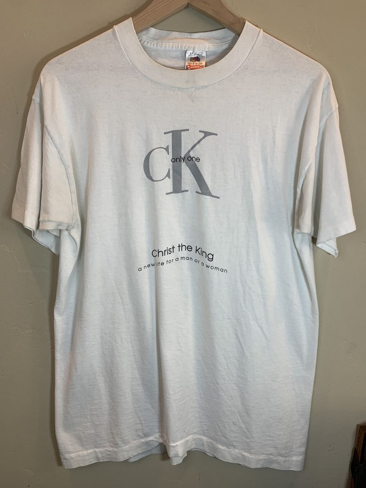 Vintage *RARE Vintage CK Christ The King Calvin Klein Parody T-Shirt Size US L / EU 52-54 / 3 - 1 Thumbnail