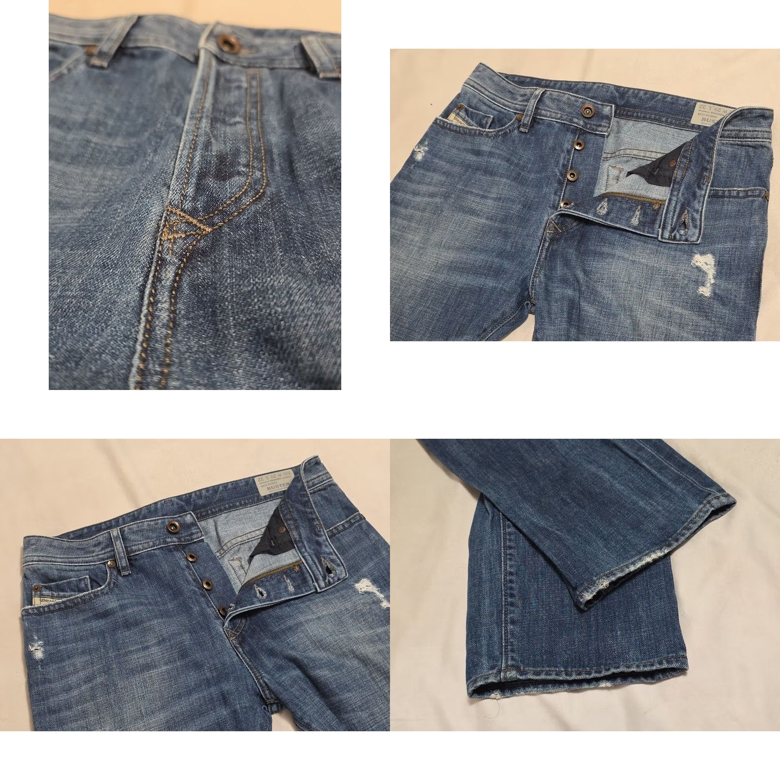 Diesel Industry Buster Regular Slim Tapered Distressed Button Fly
