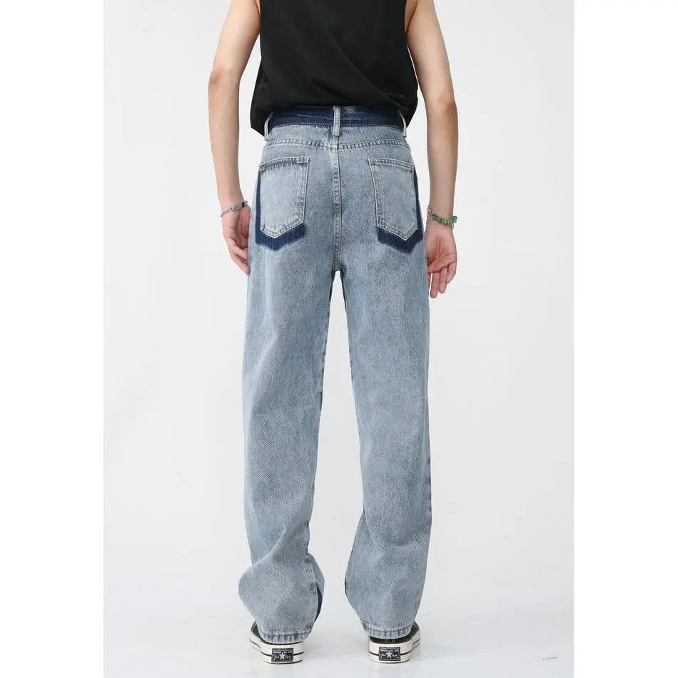Japanese Brand Retro loose straight leg spliced jeans Size US 32 / EU 48 - 4 Thumbnail