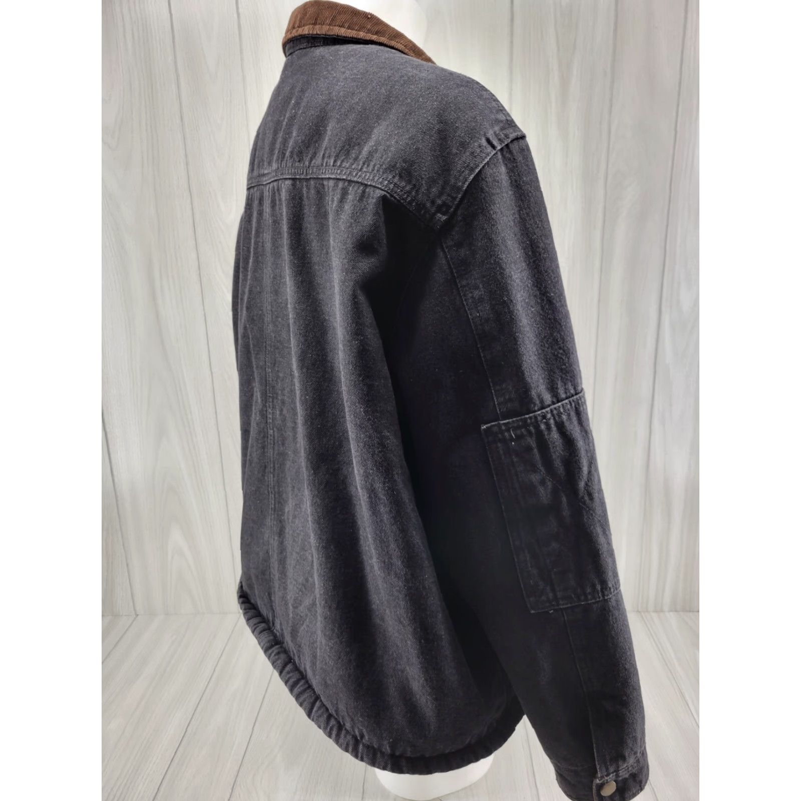 Wrangler Wrangler Jacket Mens 3XL Black Denim Sherpa Lined Corduroy Collar Barn Trucker Bomber Jacket Size US XXL / EU 58 / 5 - 7 Thumbnail
