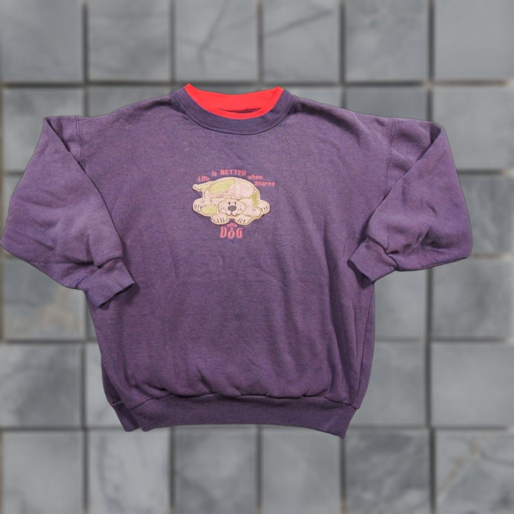 Vintage VINTAGE McEnergy Sweatshirt Medium Petite Purple Crewneck 90s Dog Womens Size M / US 6-8 / IT 42-44 - 1 Thumbnail