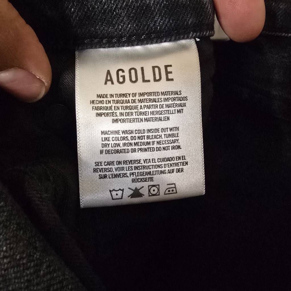 Agolde AGOLDE Riley Jeans Women’s 26 Black High Waist Straight Leg Cropped Raw Hem Size 26" / US 2 / IT 38 - 4 Thumbnail