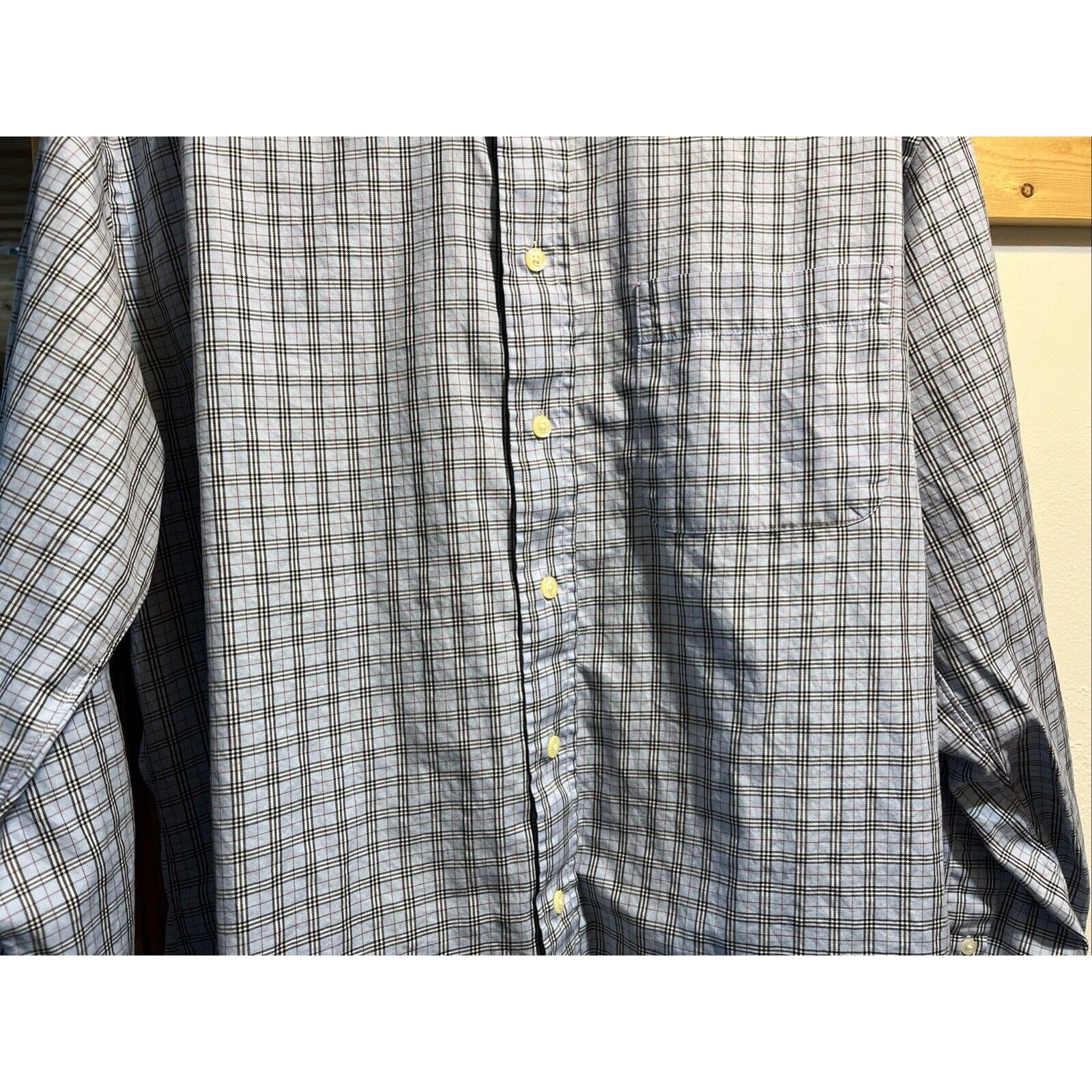 Burberry Burberry Men M Blue Plaid Long Sleeve Button Up Cotton Shirt Size US M / EU 48-50 / 2 - 7 Thumbnail