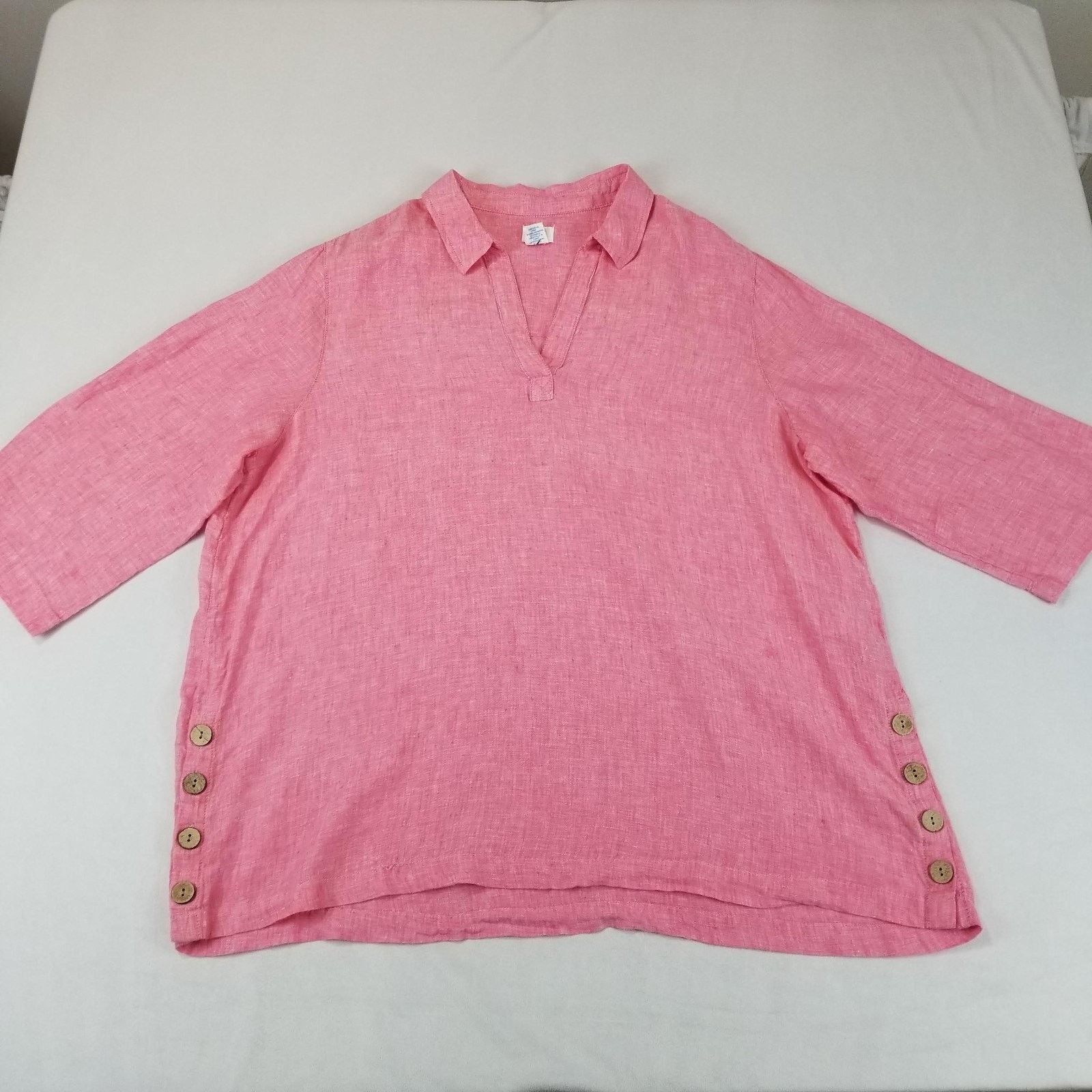Other Sigrid Olsen Top Women’s 1X Pink 100% Linen Tunic Size XL / US 12-14 / IT 48-50 - 12 Thumbnail