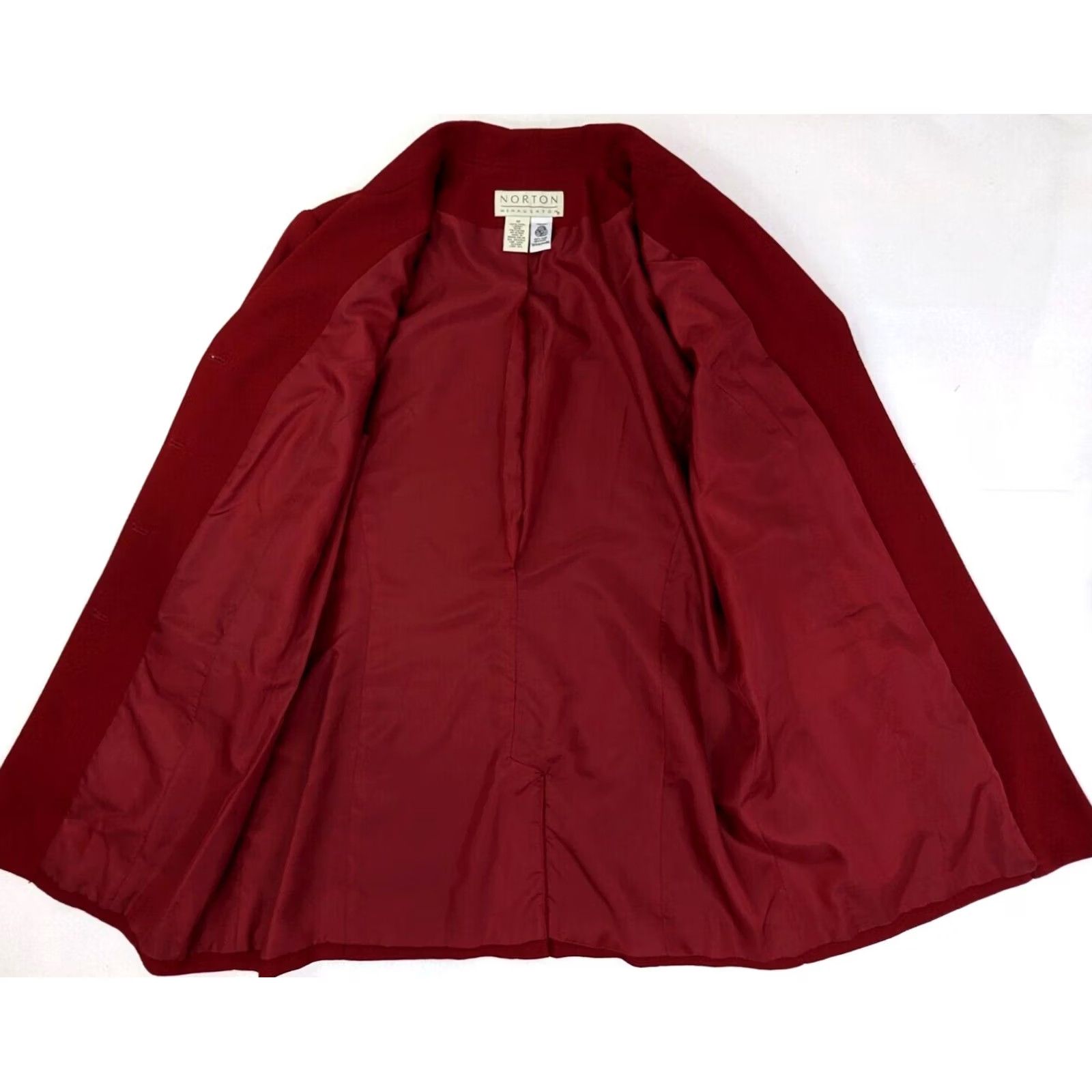 Vintage VTG Norton McNaughton Wool Long Coat Blazer Women 12 Red 4-Button Woolmark Blazer Jacket Size XL / US 12-14 / IT 48-50 - 3 Thumbnail