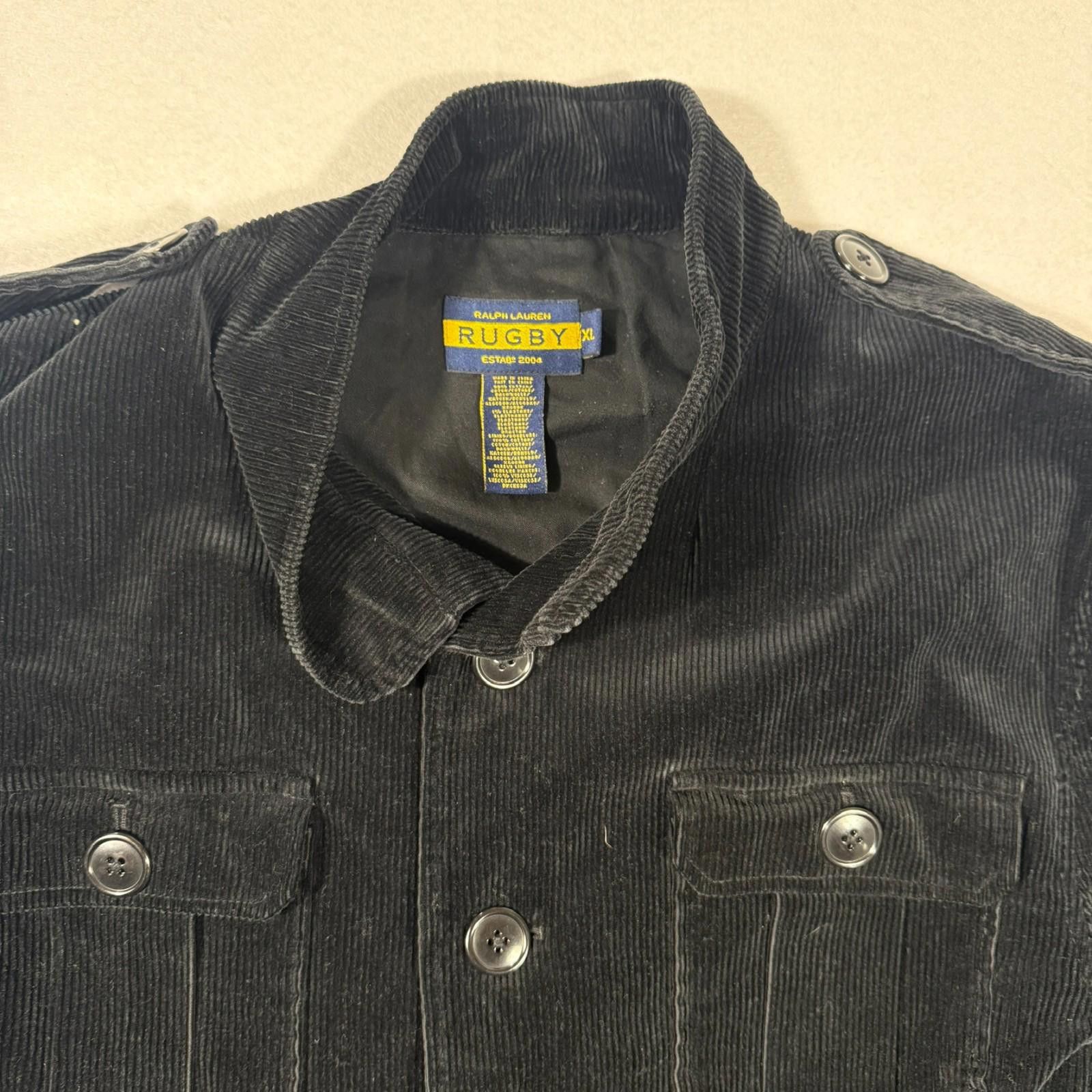 Rugby Ralph Lauren Vintage Rugby Ralph Lauren Corduroy Military Jacket Black XL Size US XL / EU 56 / 4 - 3 Thumbnail