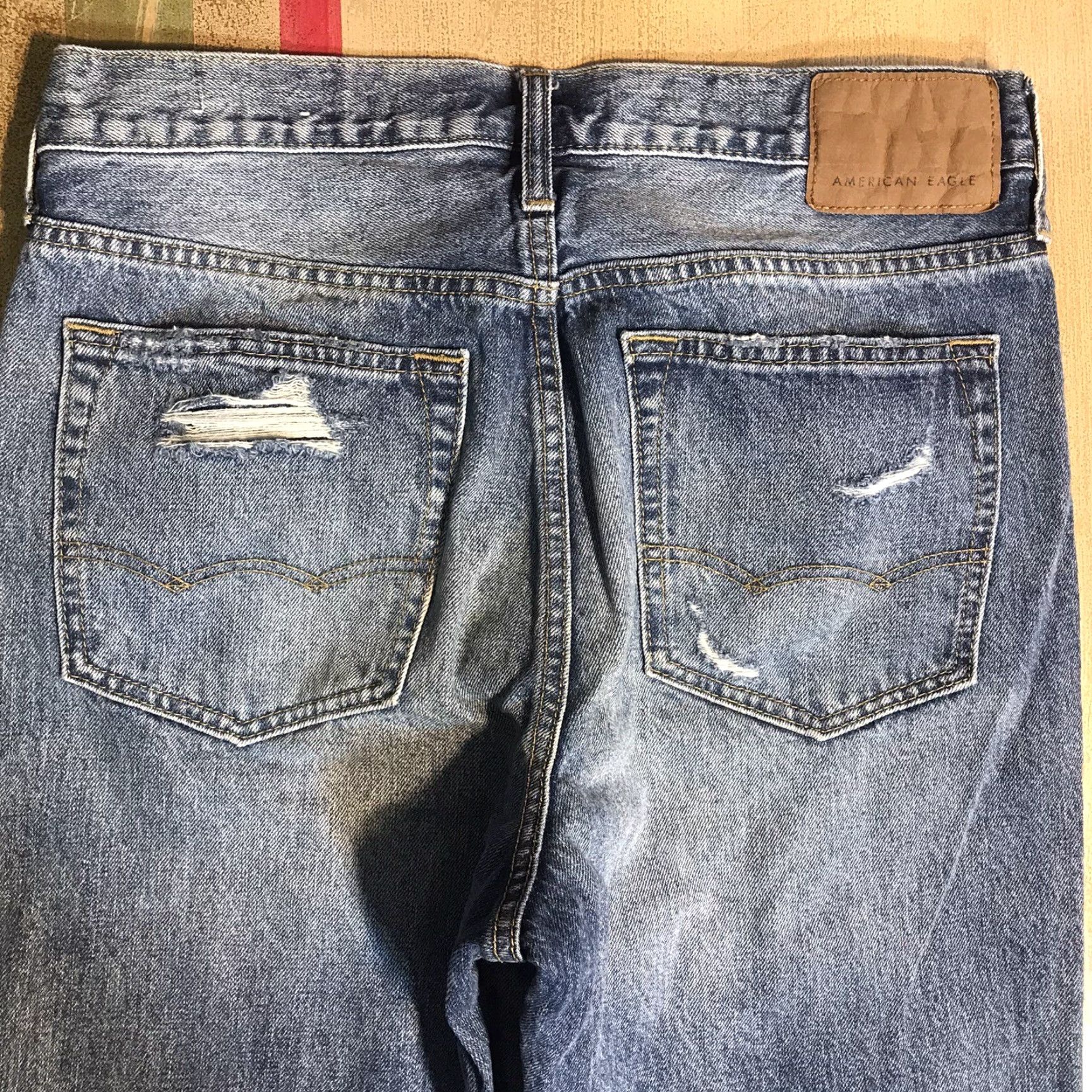 American Eagle Outfitters VINTAGE American Eagle Jeans Taper Relaxed Distressed Denim Blue Mens 30x29.5 (32x29.5) Size US 30 / EU 46 - 4 Thumbnail
