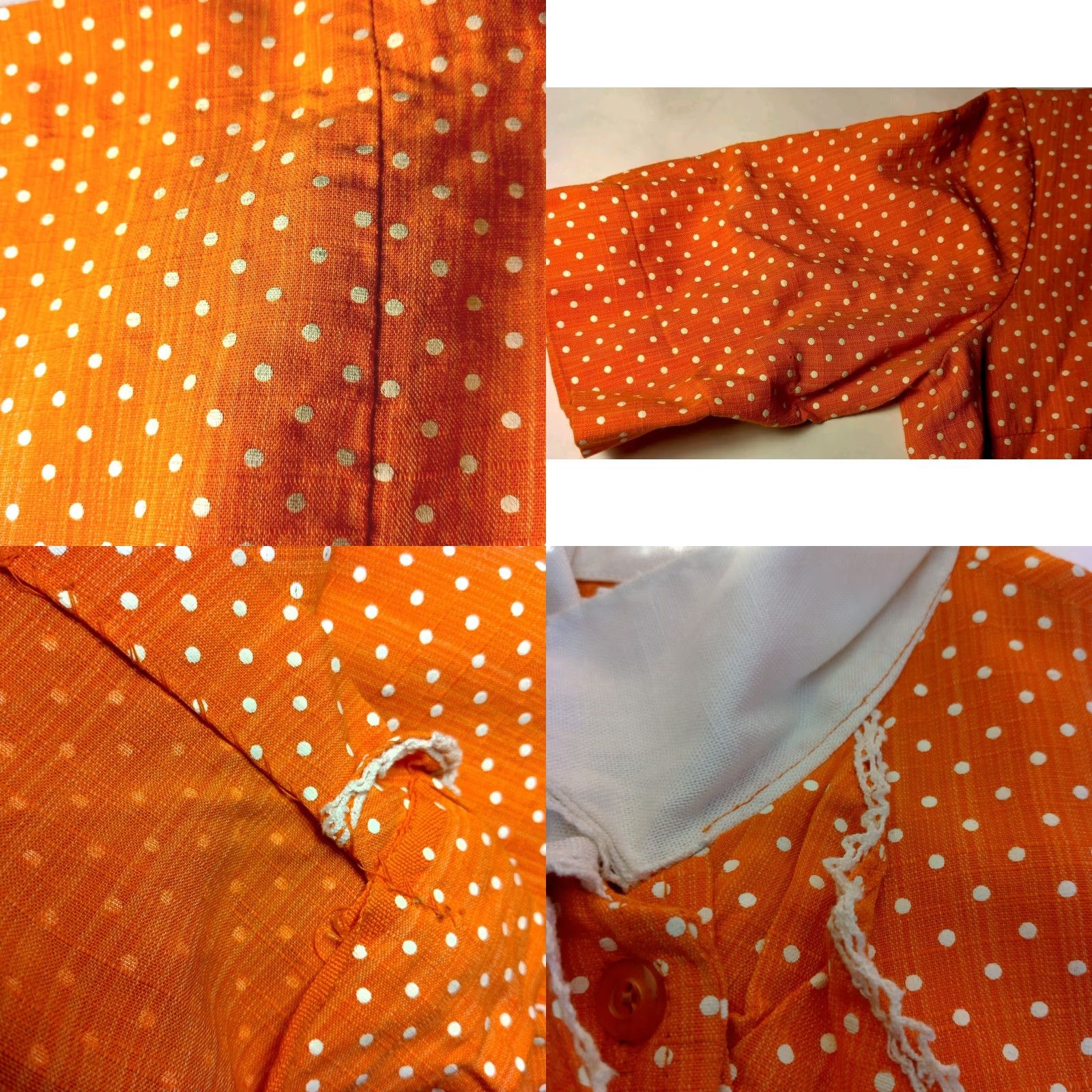 Vintage Vintage House Dress Size 6 Orange Polka Dot Button Collared 1960s Mod Short Slv Size 28" / US 6 / IT 42 - 8 Thumbnail