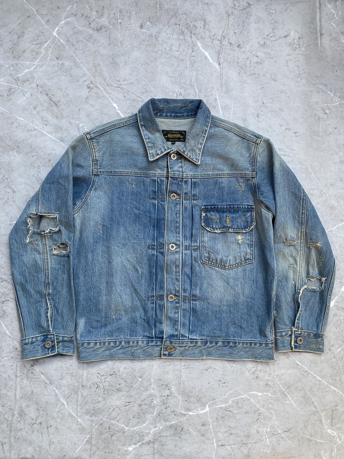 image of Modified Denim Jacket Type 1 in Denim Blue, Men's (Size Medium)