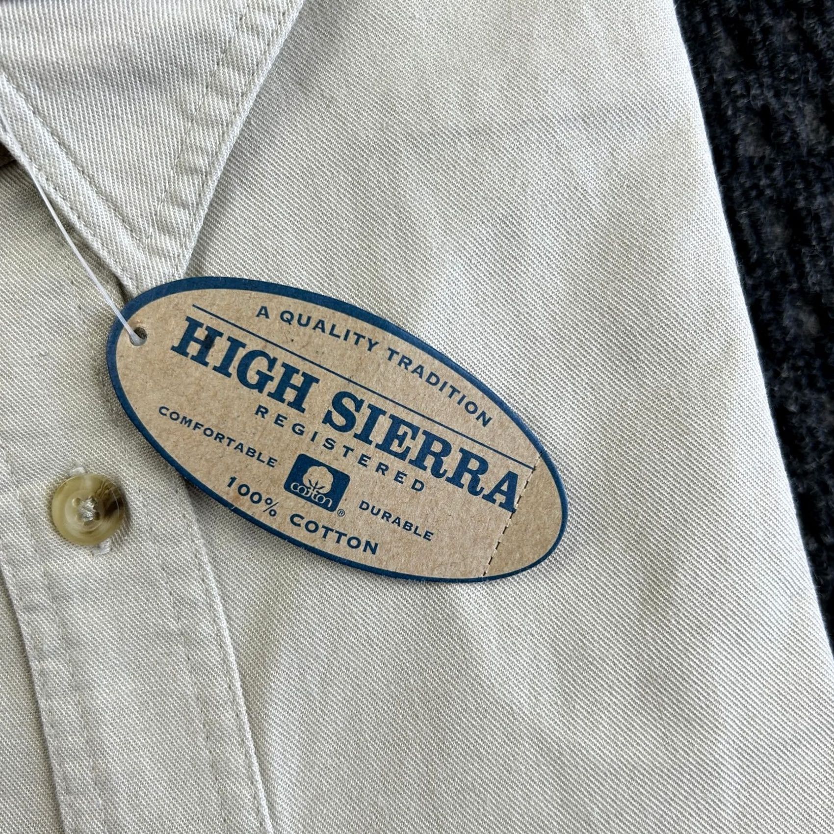High Sierra VINTAGE High Sierra Button-Down Shirt XXL Beige 100% Cotton NEW Long Sleeve Casual Mens 2XL Beige Western 90s Classic Retro Streetwear - Shirt Size US XXL / EU 58 / 5 - 3 Thumbnail