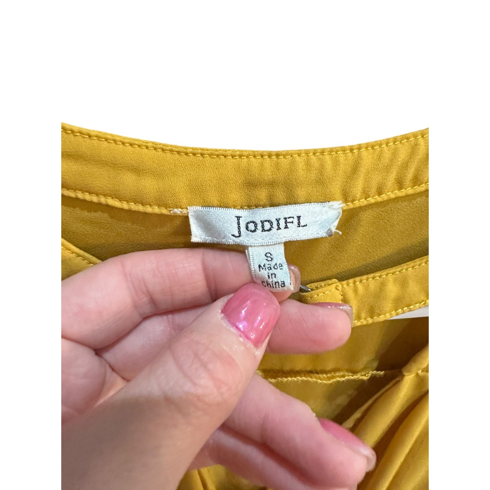 Other JODIFL Yellow Keyhole Neckline Drape Long Sleeve Blouse Size S / US 4 / IT 40 - 4 Thumbnail