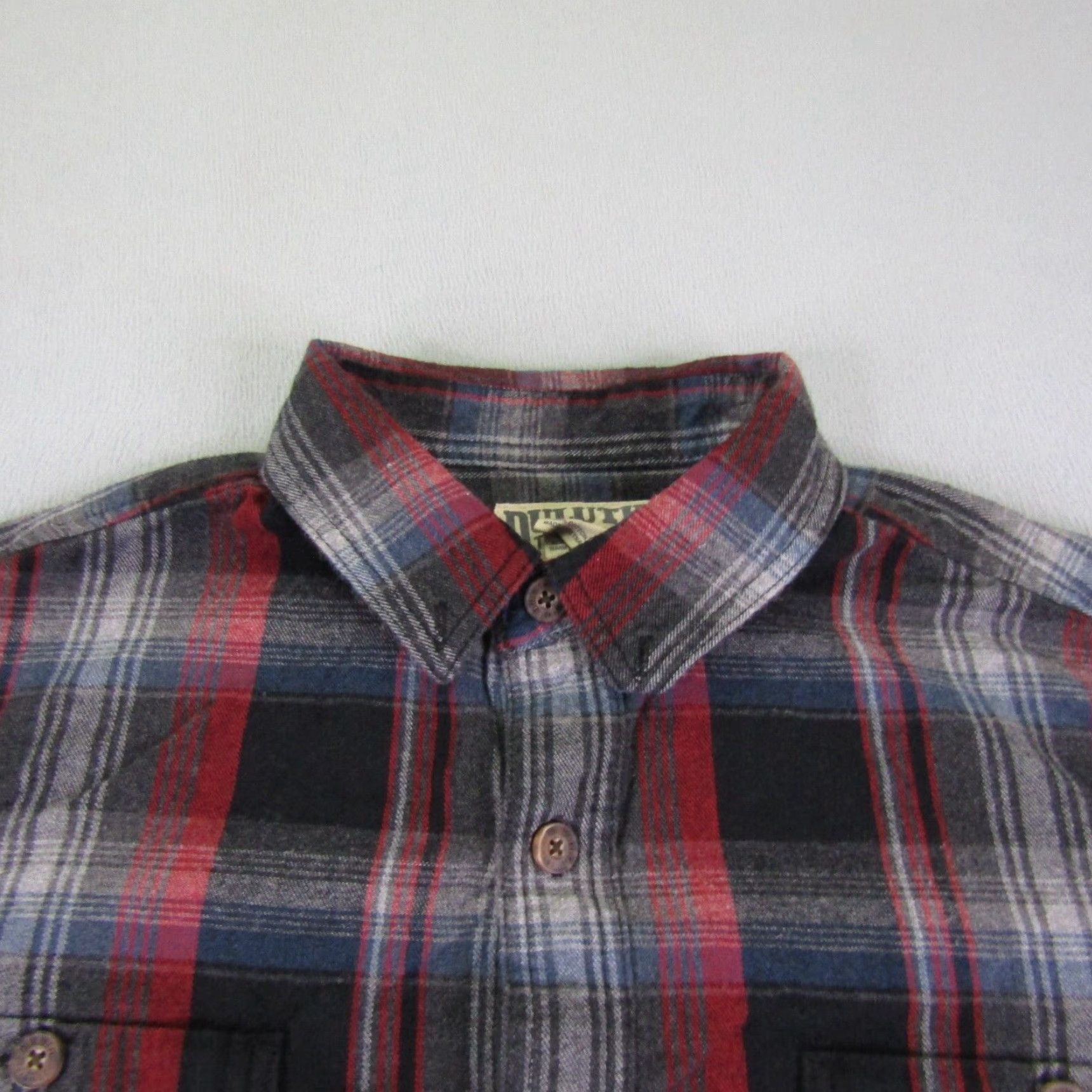 Vintage DULUTH Men's Large Red Black Gray Plaid Flannel Button-Up Shirt Relaxed Fit Work Outdoor Size US L / EU 52-54 / 3 - 2 Thumbnail