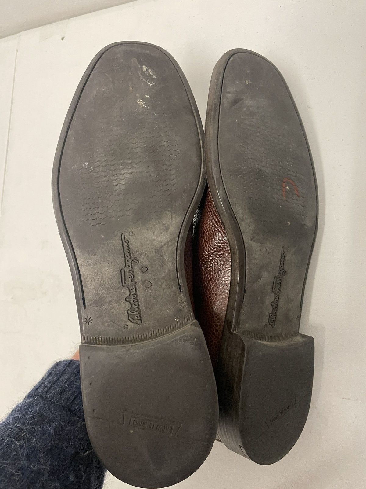 Salvatore Ferragamo Pebbled Leather Split Toe Oxford Size US 10.5 / EU 43-44 - 6 Thumbnail
