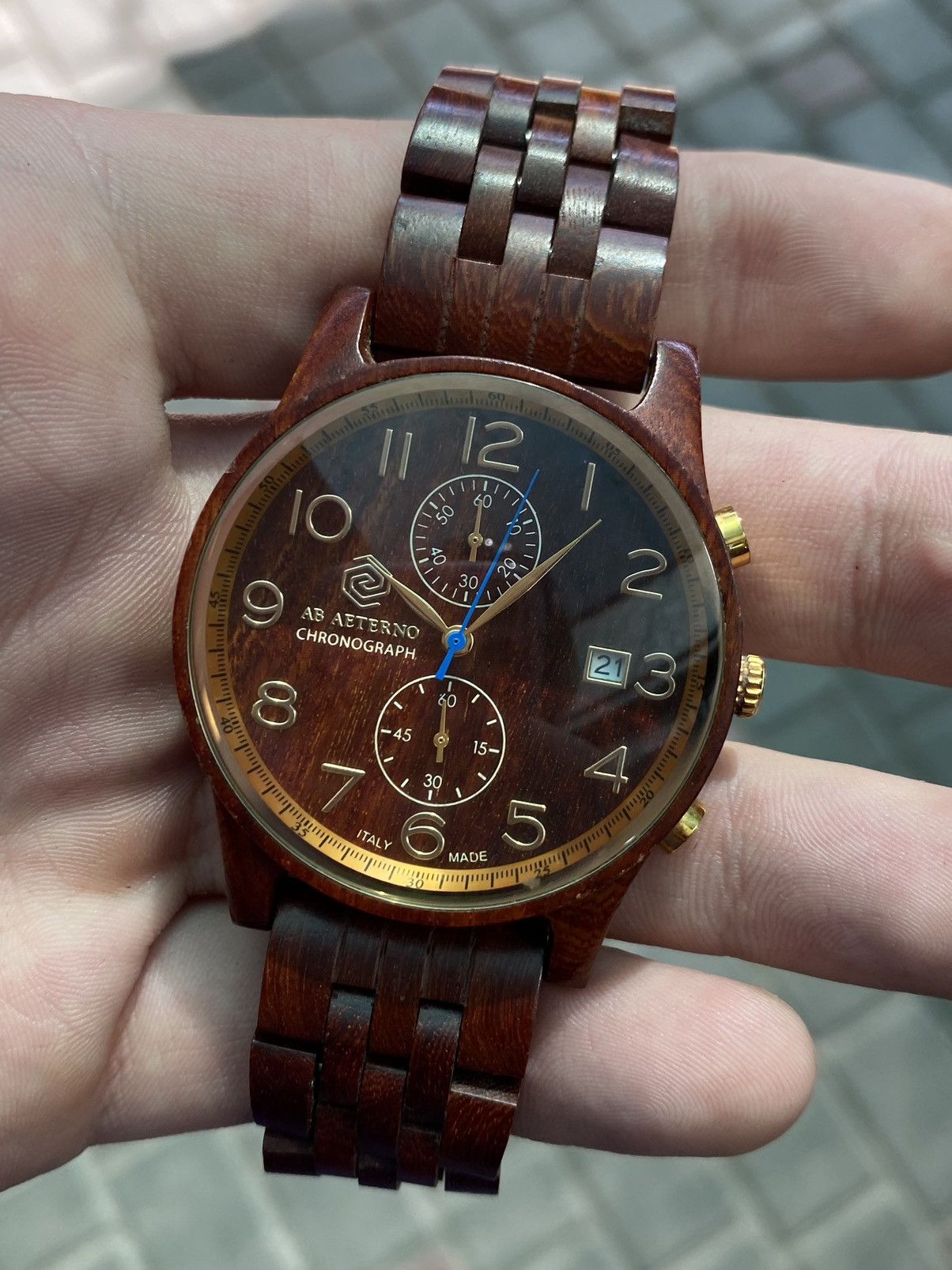 Jewelry × Vintage AB AETERNO Wooden Chronograph Watch Italian Design Size ONE SIZE - 6 Thumbnail