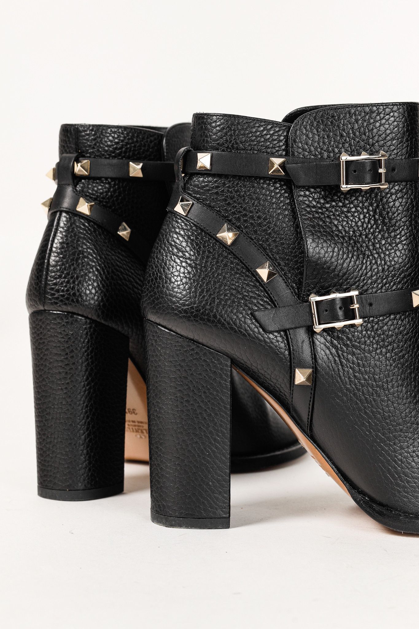 Valentino Valentino Garavani Rockstud Pebbled Leather Ankle Boots Size US 9 / IT 39 - 8 Thumbnail
