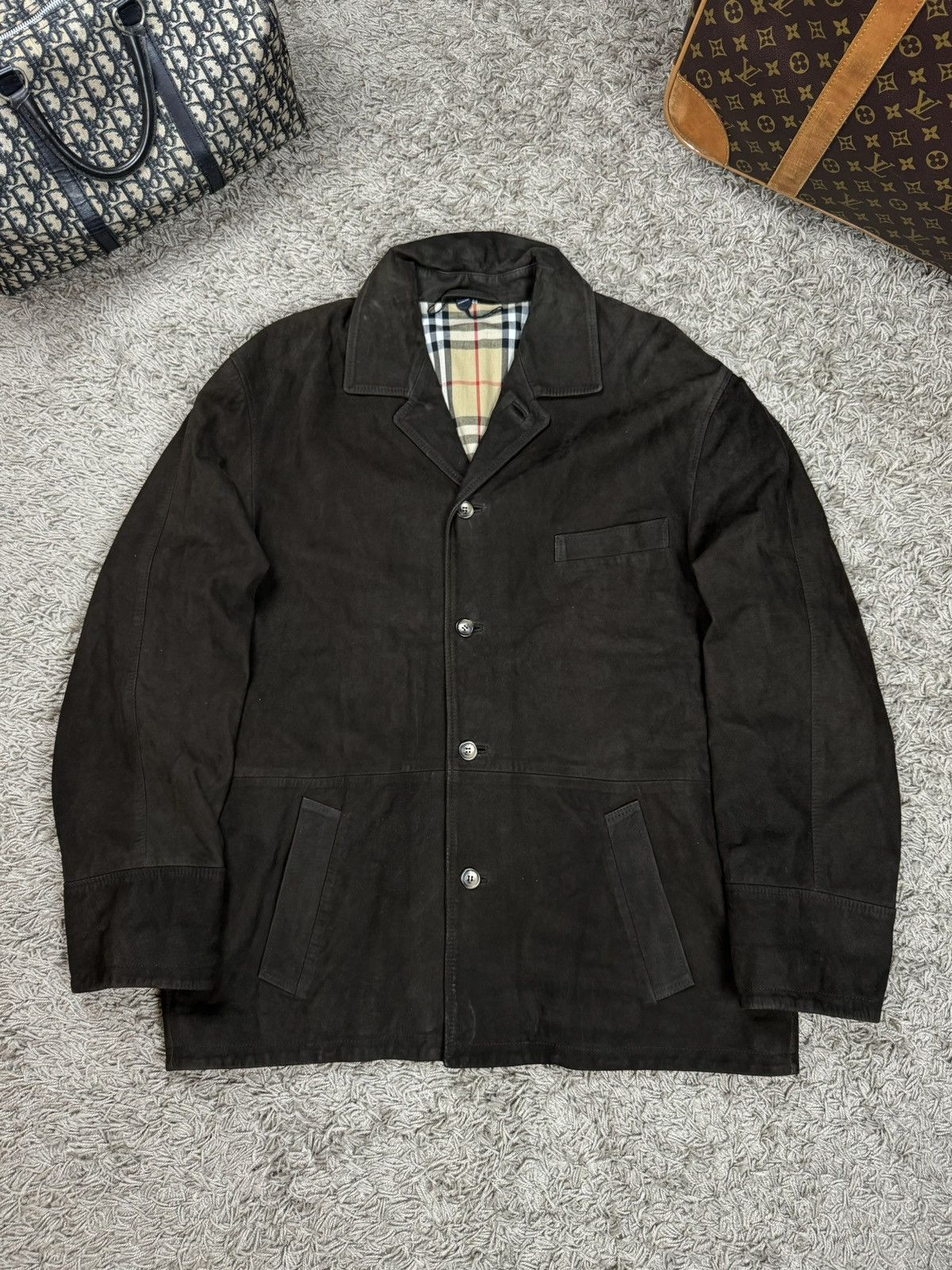Burberry Vintage leather jacket Burberry original luxury casual item Size US XL / EU 56 / 4 - 1 Thumbnail