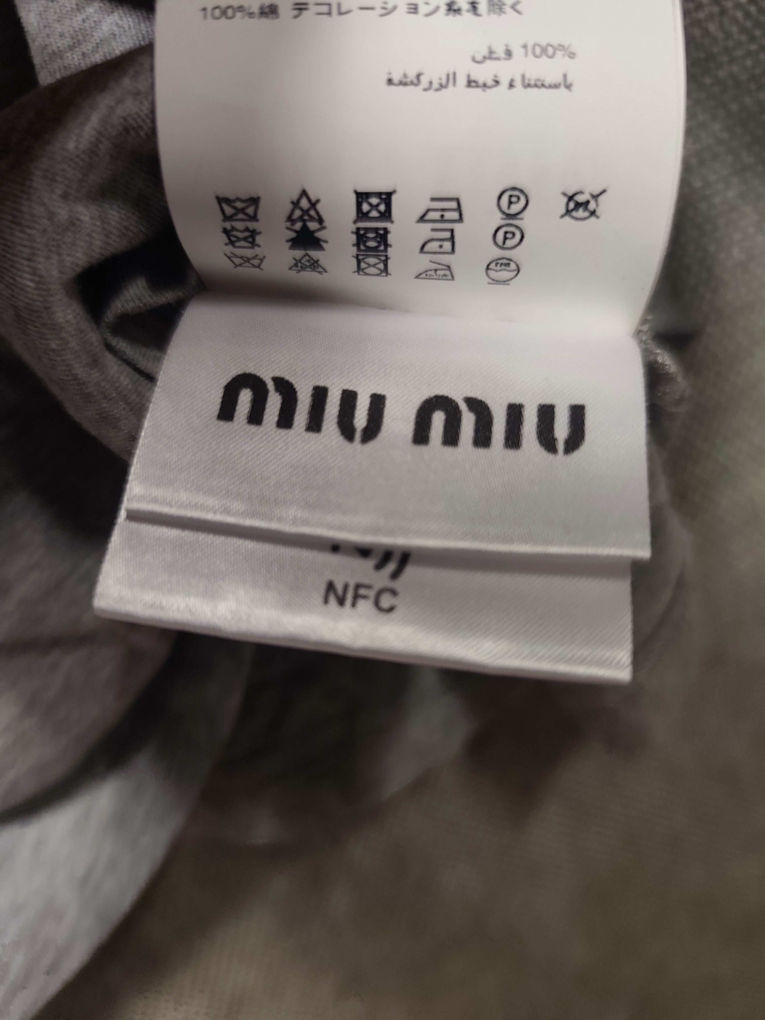 Miu Miu Miu Miu Logo Appliqué Cropped Tee - Heather Grey Size L / US 10 / IT 46 - 14 Thumbnail