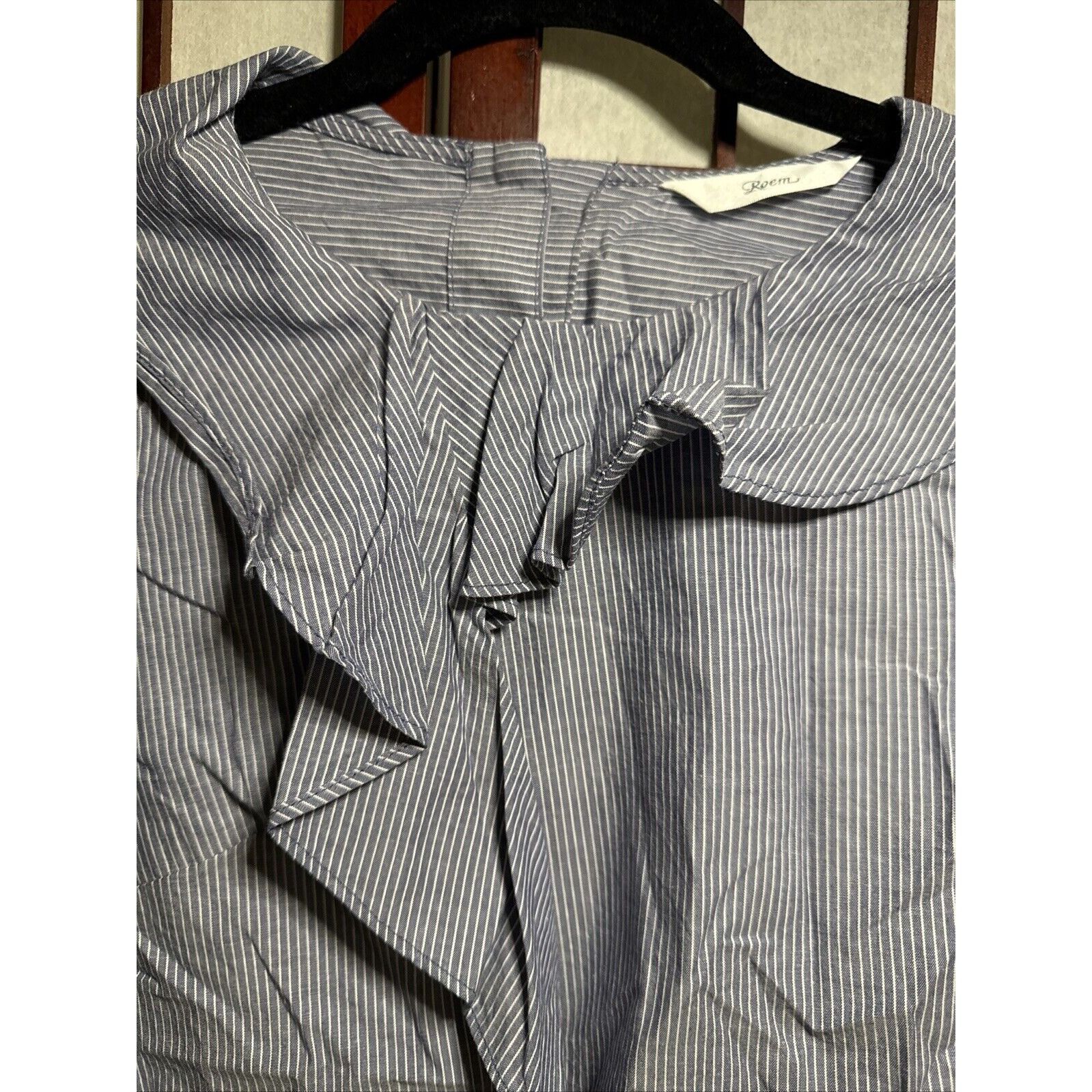 Other Roem Blue Pinstripes Ruffle Blouse Shirt NO SIZE Lightweight Size XS / US 0-2 / IT 36-38 - 3 Thumbnail
