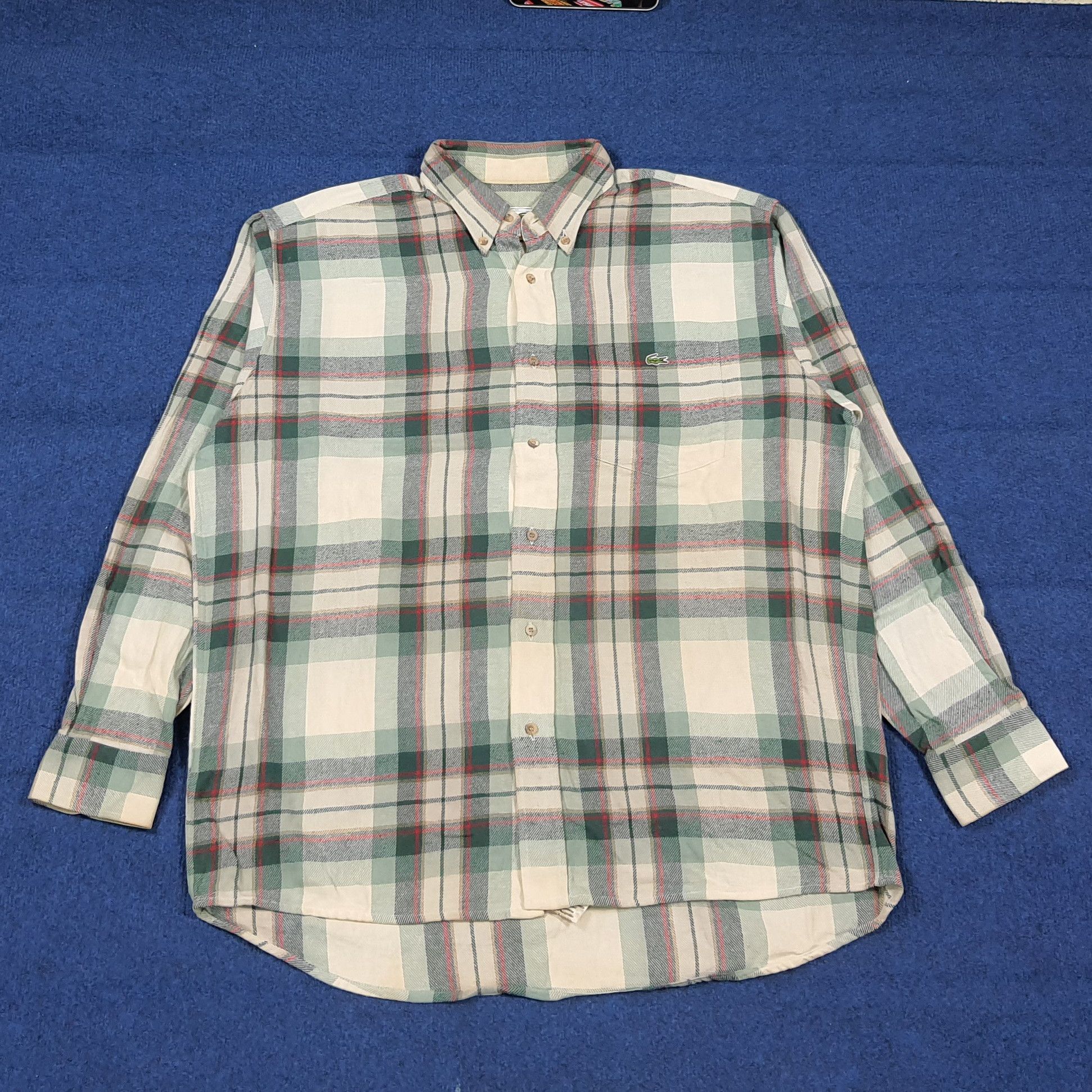 Lacoste Vintage Chemise Lacoste Flannel Button Up Shirt C285N71 Size US XL / EU 56 / 4 - 1 Thumbnail