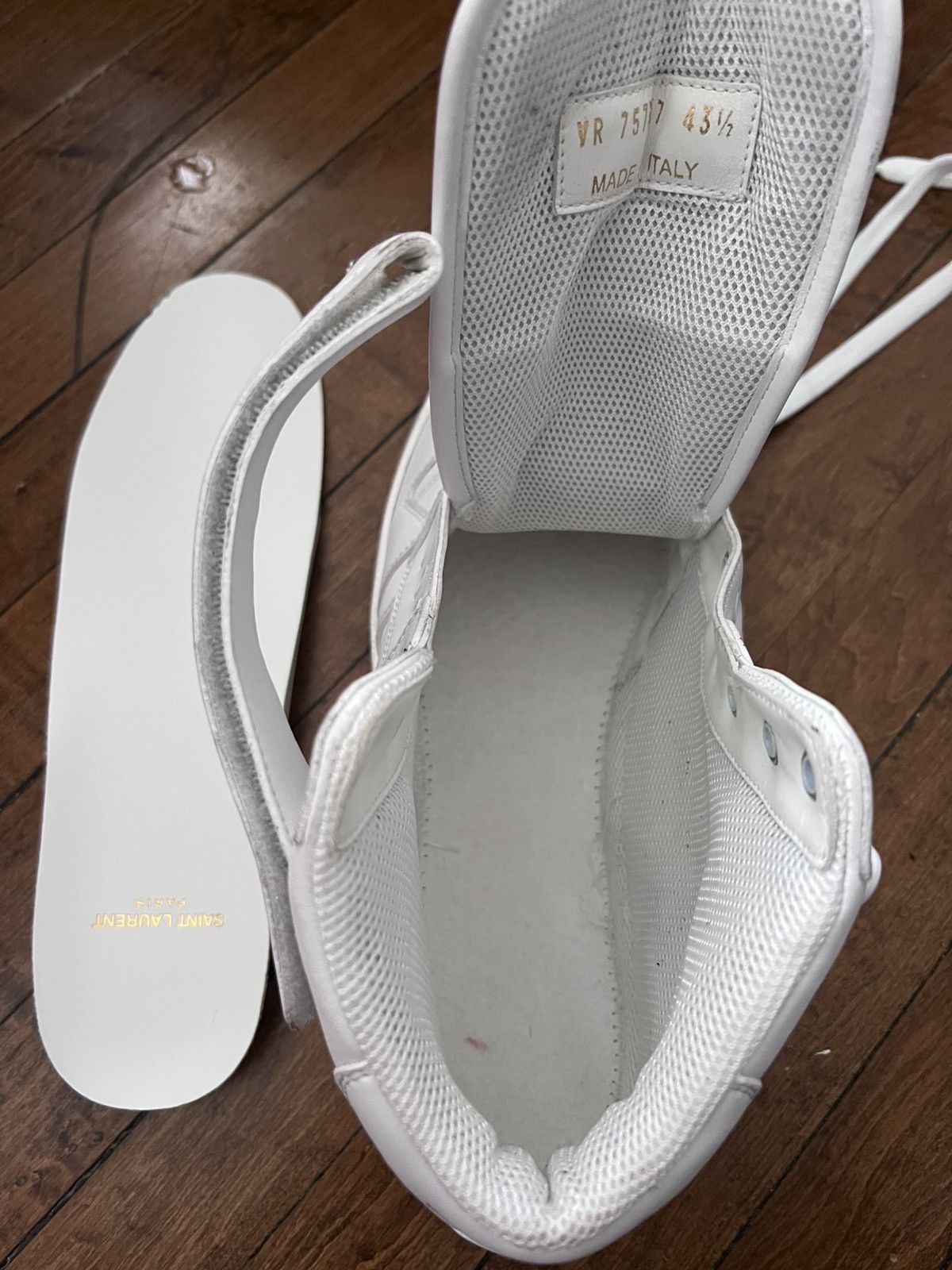 Saint Laurent Paris $1.3K Lax dirty white mid-top sneakers, EU43.5/US10.5 Size US 10.5 / EU 43-44 - 14 Thumbnail