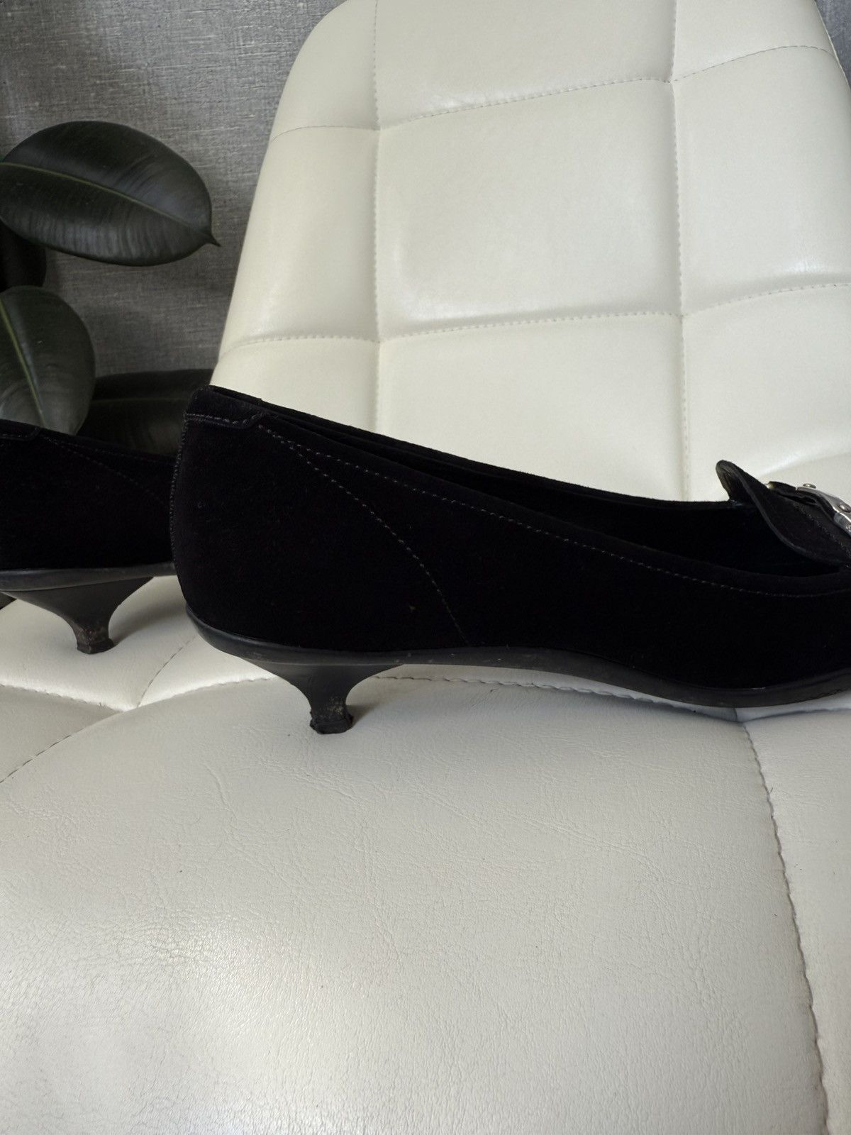 Prada Prada Kitten Heel Pumps Silver Buckle Black Suede Flats Size US 6.5 / IT 36.5 - 9 Thumbnail