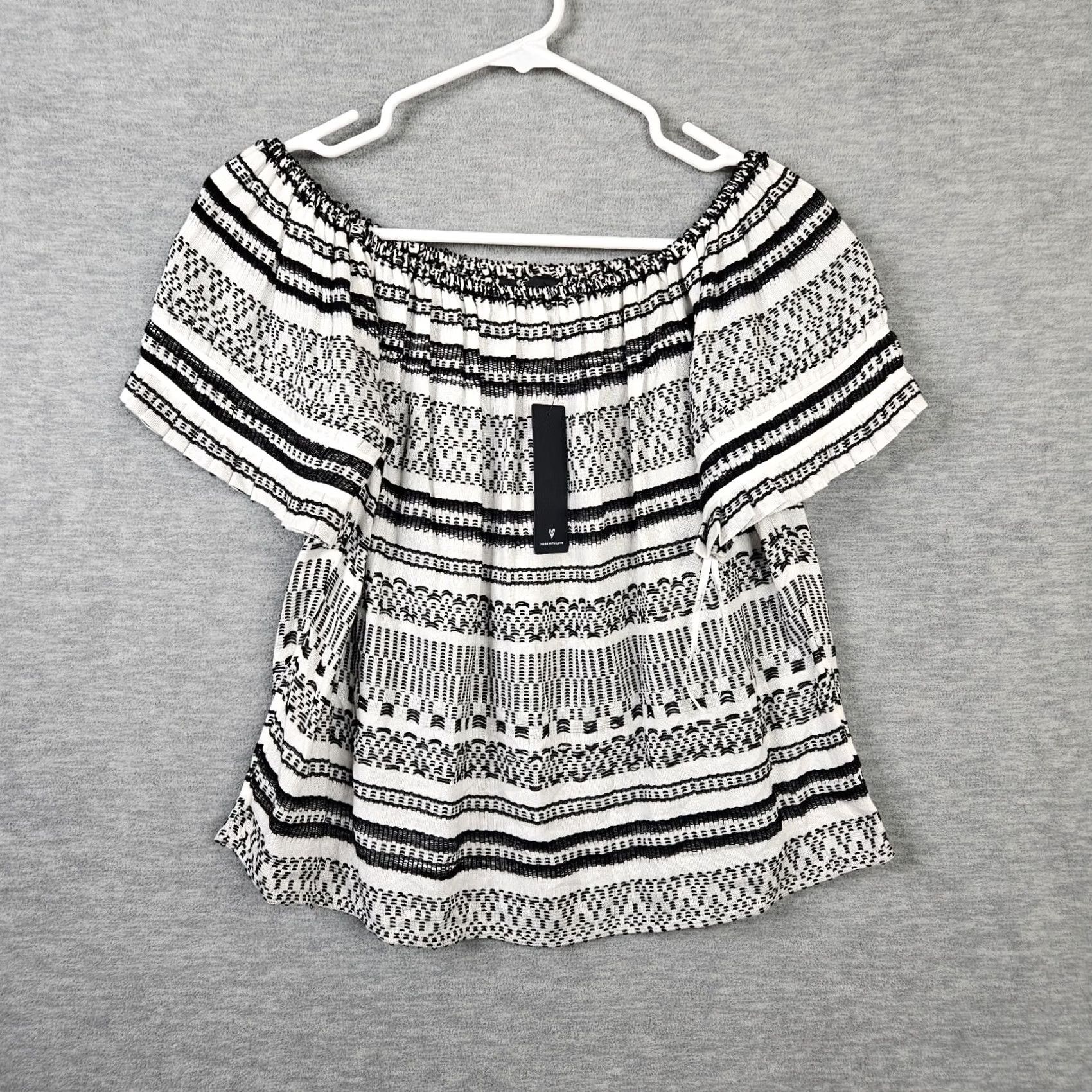 Lulus Lulus Off the Shoulder Cropped Top Women's Multicolor Cotton Blend Size M NEW Boho Shirt Slim Fit Regular Mens Womens Girl Boy Size M / US 6-8 / IT 42-44 - 4 Thumbnail